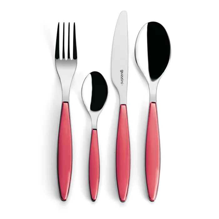 24pcs Cutlery Set Feeling Clear Red - Inhomebuy