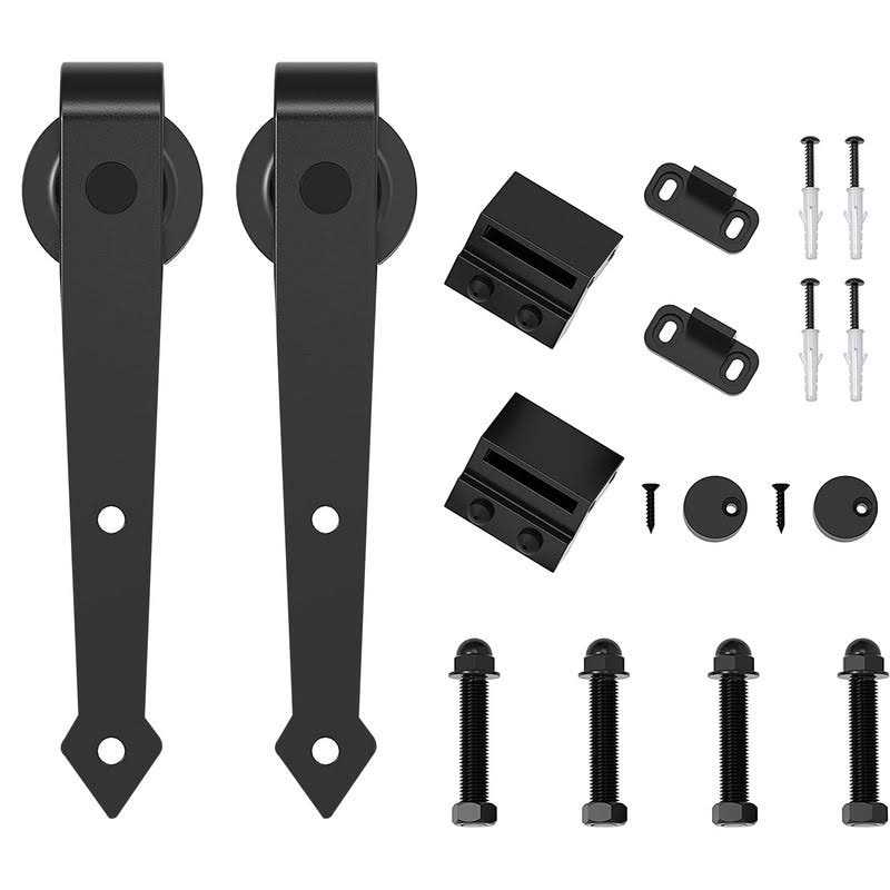 winsoon Black Heavy-Duty Steel Rolling Barn Door Hardware Kit for Single Wood Door with Non-Routed Floor Guide - Inhomebuy
