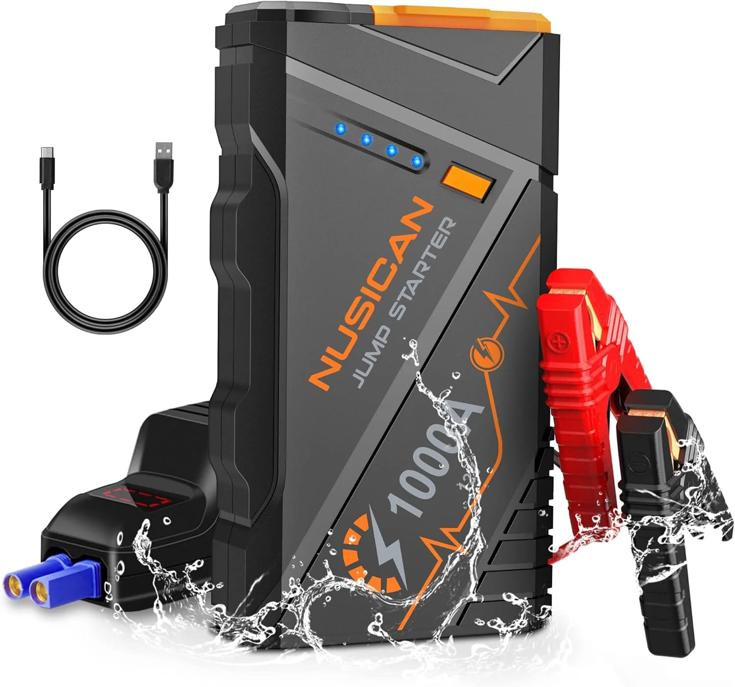 NUSICAN Car Battery Jump Starter, 1000A Peak 12V Auto Lithium Jump Starter, Portable Car Battery Booster Power Pack for up 7L Gas or 5.5L Diesel Engine, LED Flashlight & USB Quick Charge - Inhomebuy