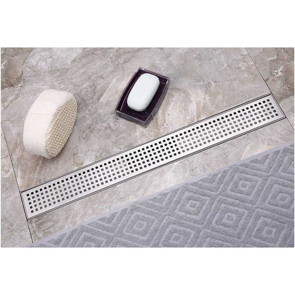 Neodrain Linear Shower Drain with Removable Quadrato Pattern Grate - Inhomebuy