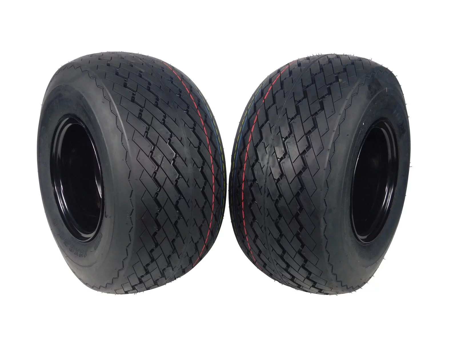 MASSFX MO 18x8.5-8 4 Ply Golf Cart Tire & 4/4 Black Wheel Combo (2 Pack) - Inhomebuy