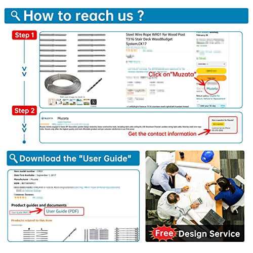 MUZATA 1/8 Black Wire Rope T316 Stainless Steel Marine Grade for Indoor Interior Cable Railing Aircraft Stair Deck Fencing 7×7 Strand DIY - Inhomebuy