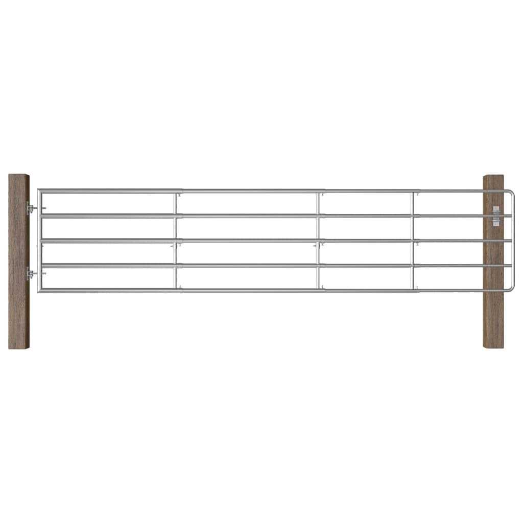vidaXL 5 Bar Field Gate Steelx35.4 Silver - Inhomebuy