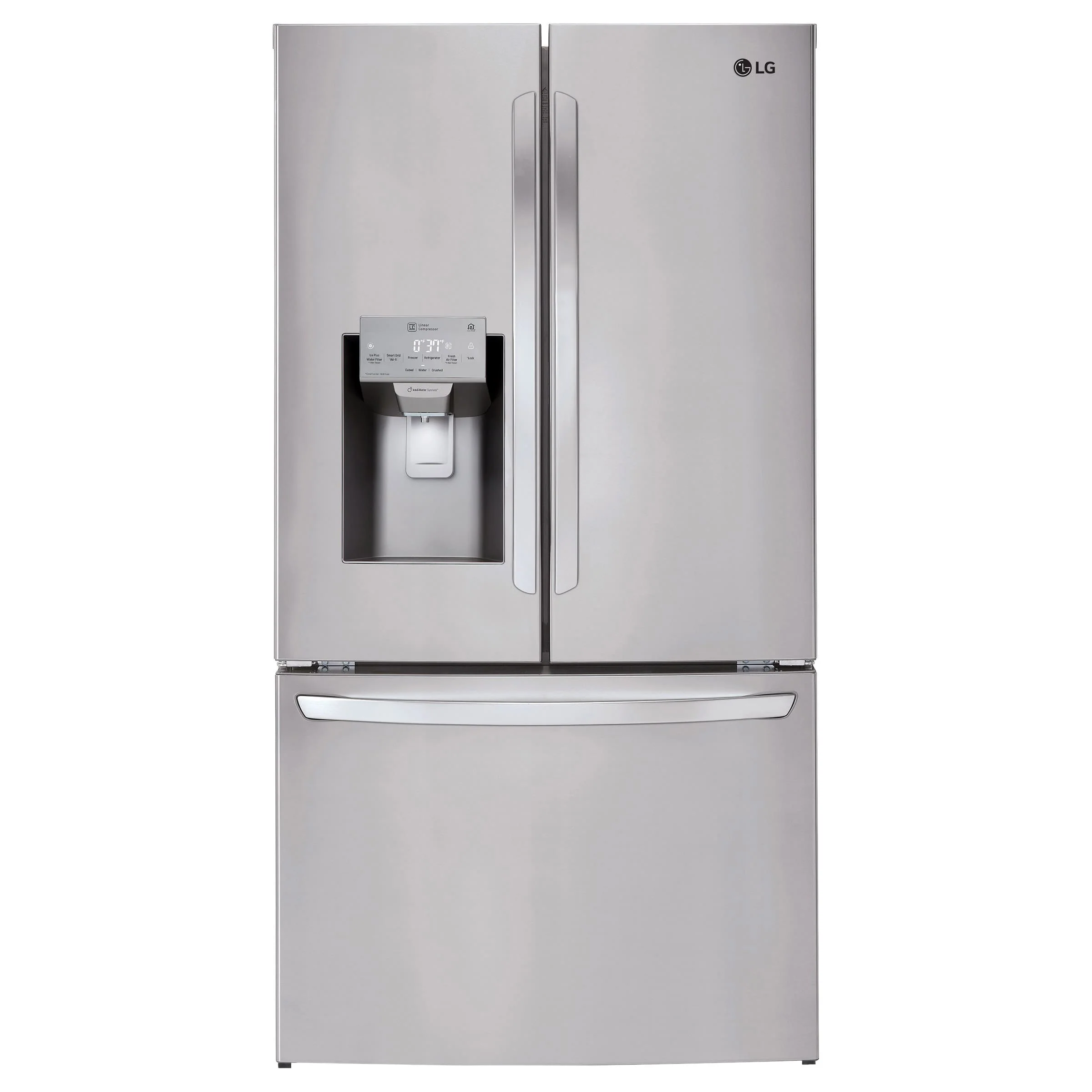 LG 36 IN. 26 CU. FT. STAINLESS-STEEL FRENCH DOOR REFRIGERATOR WITH SMUDGE-RESISTANT FINISH - LFXS269 - Inhomebuy