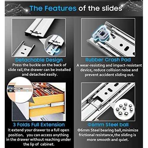 YENUO Heavy Duty Drawer Runners Slides with Lock 400 500 600 700 800 900 1000 Full Extension Ball Bearing Rails - Inhomebuy