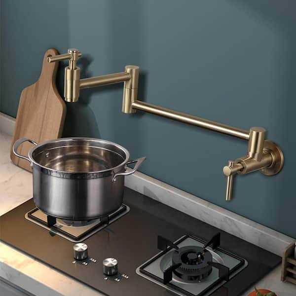 WOWOW Wall Mounted Pot Filler Faucet in Brushed Nickel - Inhomebuy