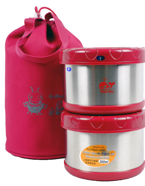 Whale / Sun Kung Thermal Lunch Kit |K1000B| 0.50L x 2-pc, incl carrying bag - Inhomebuy