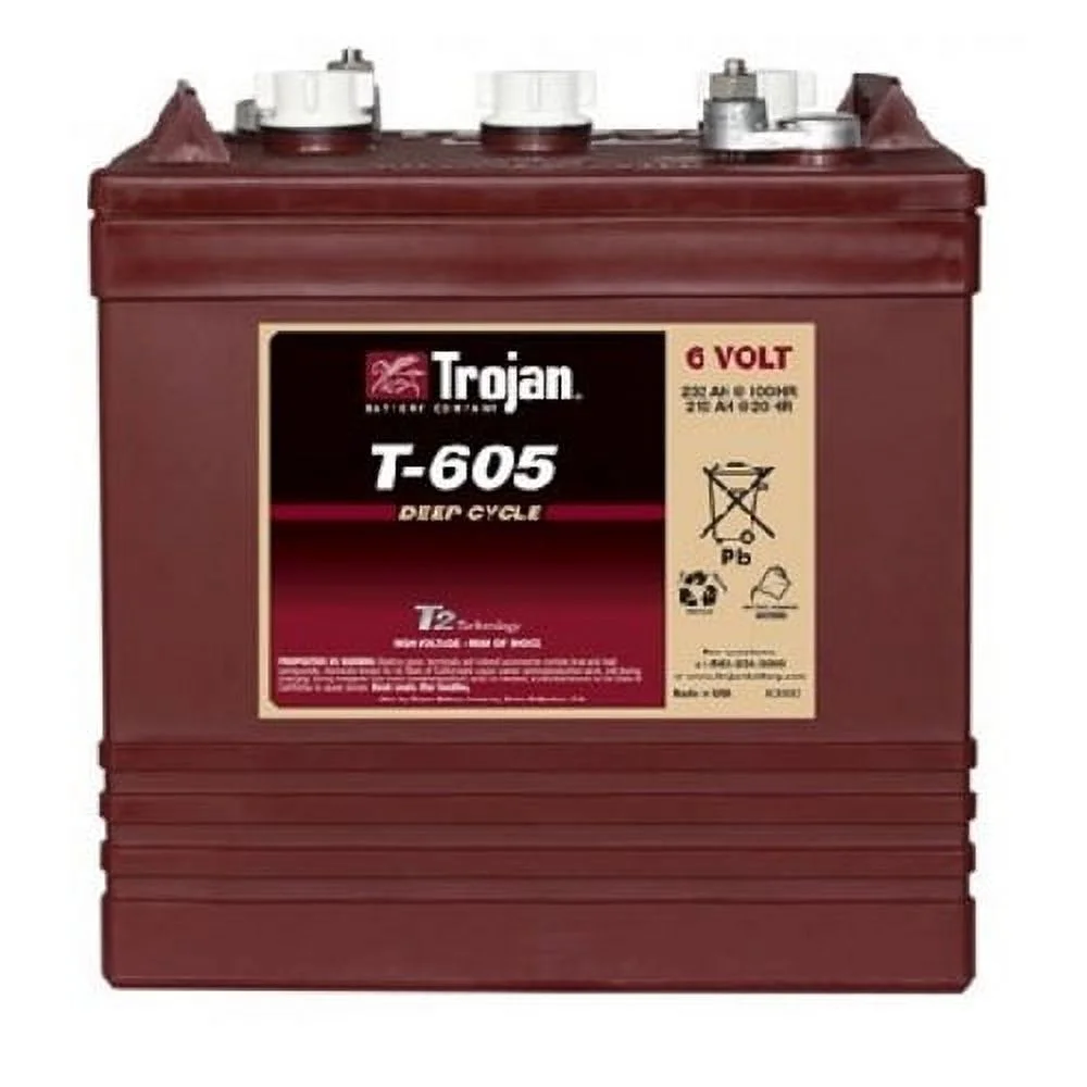 Trojan T-605 6V 210Ah Flooded Lead Acid GC2 Deep Cycle Battery x4 - Inhomebuy