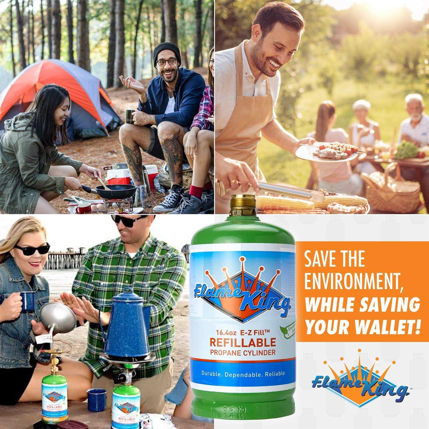 Flame King 1 lb. Refillable Propane Cylinder - Inhomebuy