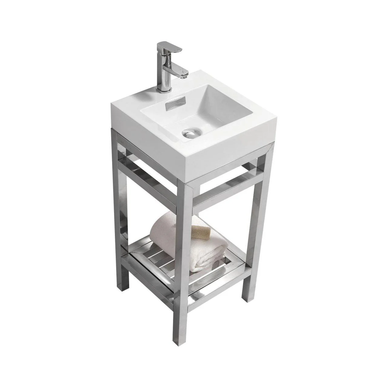 KubeBath Cisco 16 in. Stainless Steel Console with Acrylic Sink - Chrome, AC16 - Inhomebuy