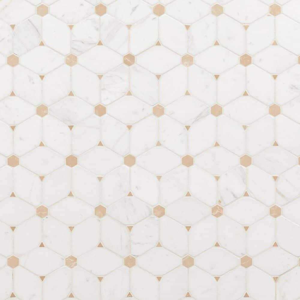 MSI Carrara White Hexagon 11.75 in. x 12 in. x 8mm Honed Marble Mesh-Mounted Mosaic Tile - Inhomebuy