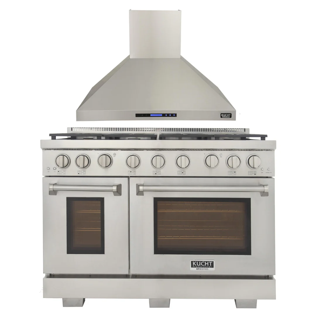 Kucht Appliance Package - 48 inch Propane Gas Range in Stainless Steel and Wall Range Hood, AP-KFX480/LP - Inhomebuy