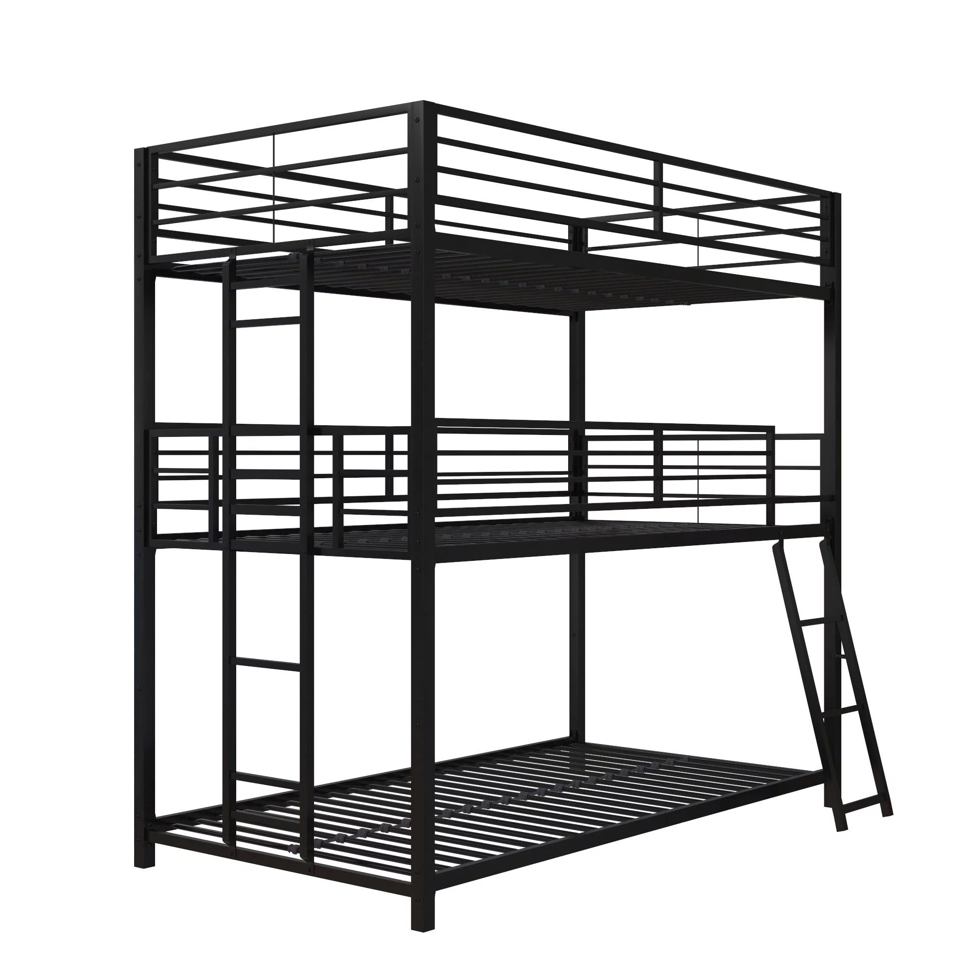 Your Zone June Triple Twin Metal Bunk Bed, Black - Inhomebuy