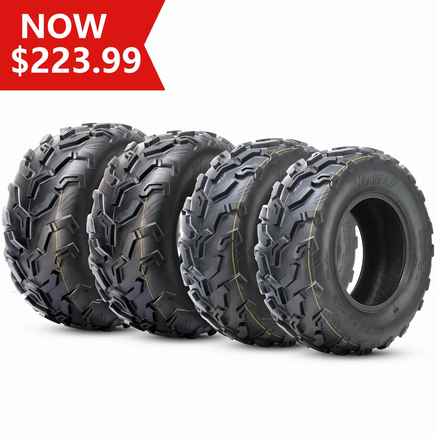 HALBERD Set of 4 25x8-12 Front & 25x10-12 Rear ATV/UTV Tires 6PR Trail Sand All Terrain off Road Tire - Inhomebuy