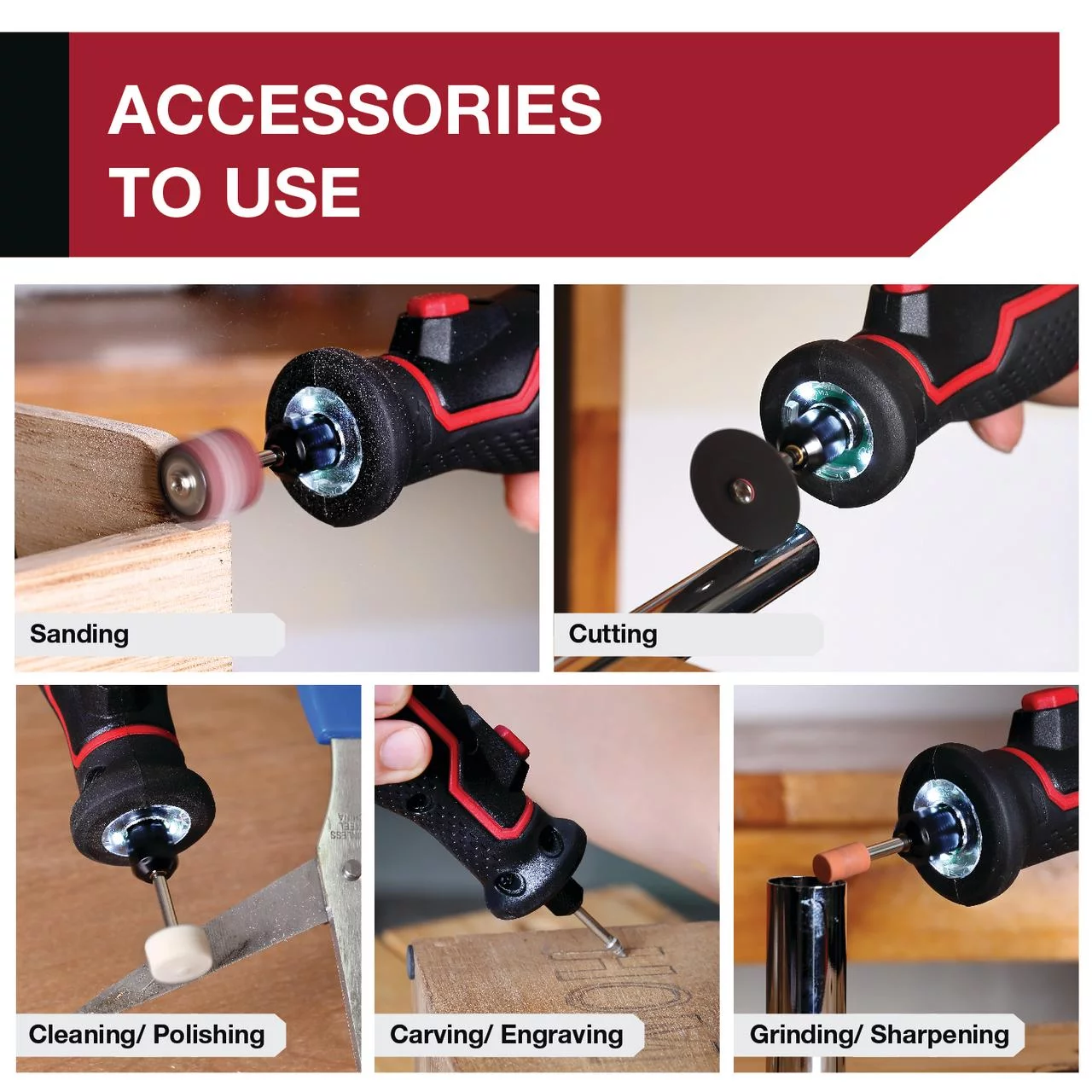 Hyper Tough 8V MAX Cordless Rotary Tool, Non Removable 1.5 Ah Battery with Charger, 40 Piece Accessory Kit & Plastic Storage Case - Inhomebuy