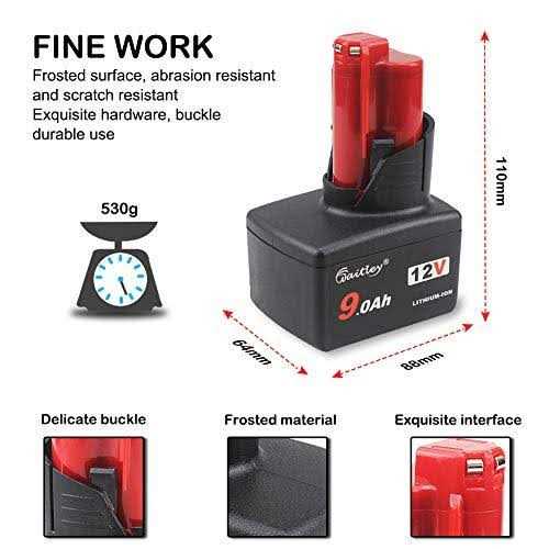 waitley 2 Pack 12v 6a Replacement Battery Compatible with Milwaukee 6.0Ah Power Tools - Inhomebuy
