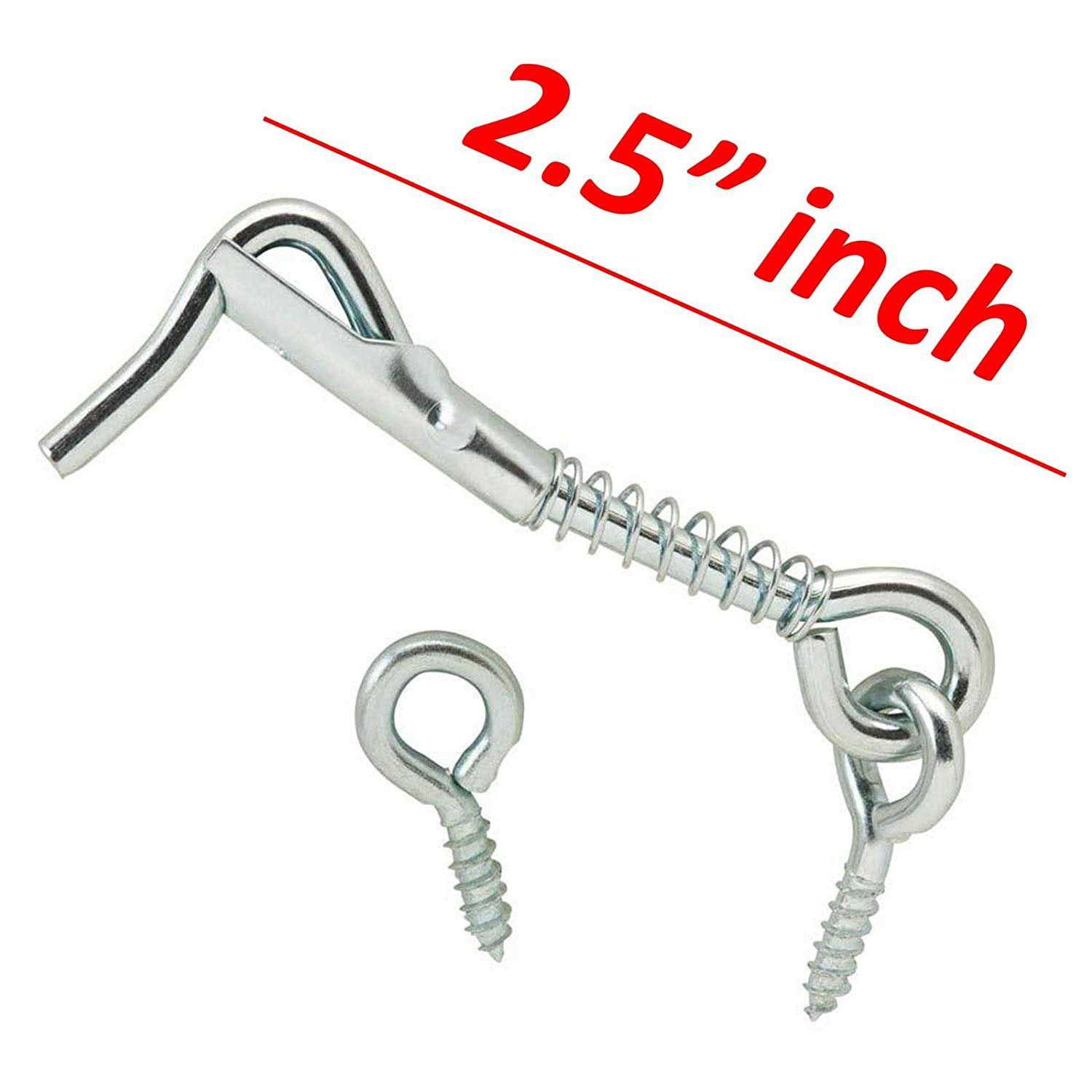 Wideskall Zinc Plated Wire Gate Hook and Eye Latch with Spring Lock - Inhomebuy