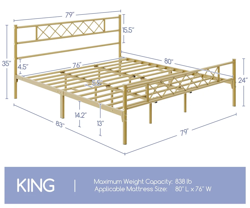 Yaheetech Metal Platform Bed Frame with Headboard and Footboard, Queen Size, Black - Inhomebuy