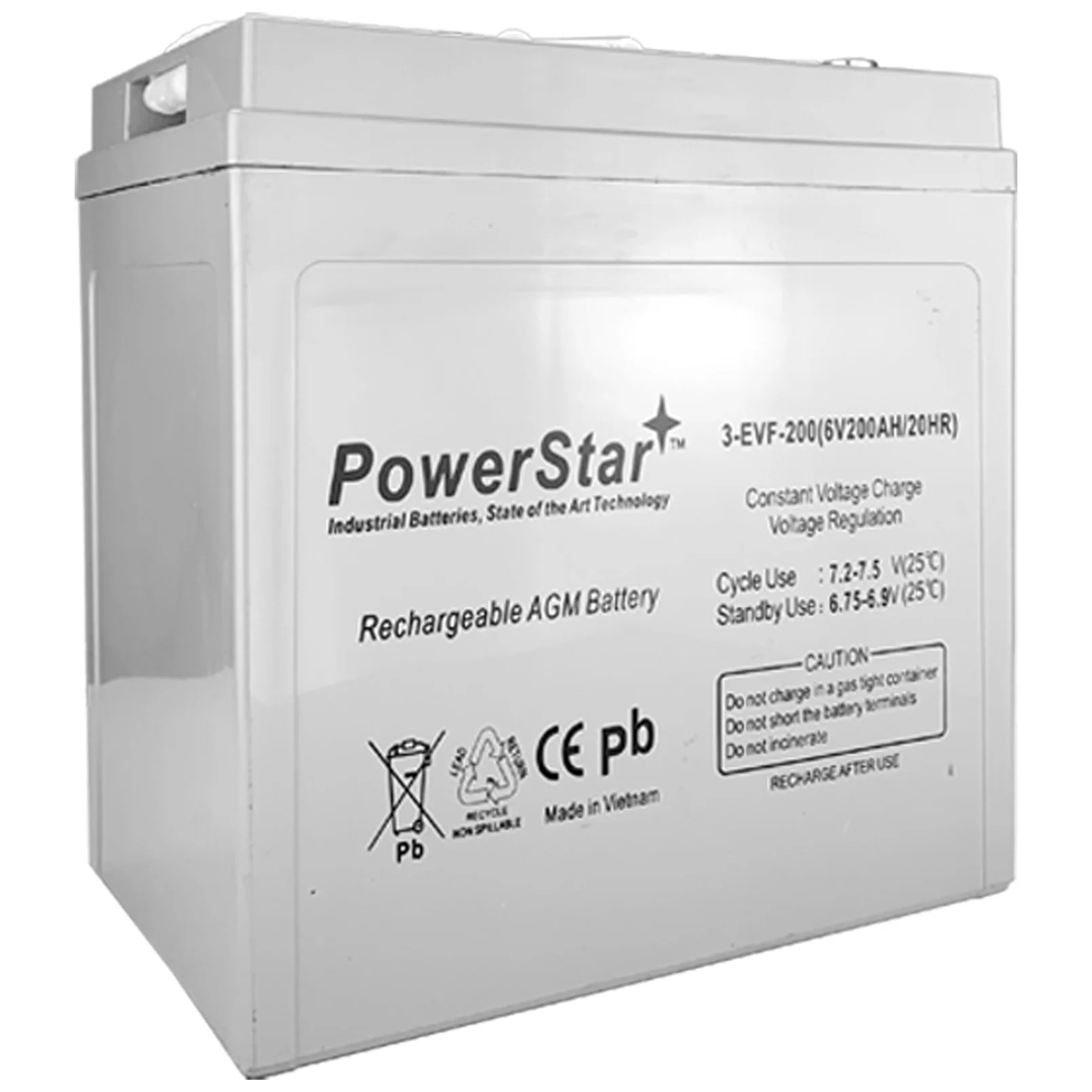 PowerStar AGM 6 Volt Sealed AGM Deep Cycle 6V 200AH Battery Golf Cart RV Boat Camper Solar - Inhomebuy