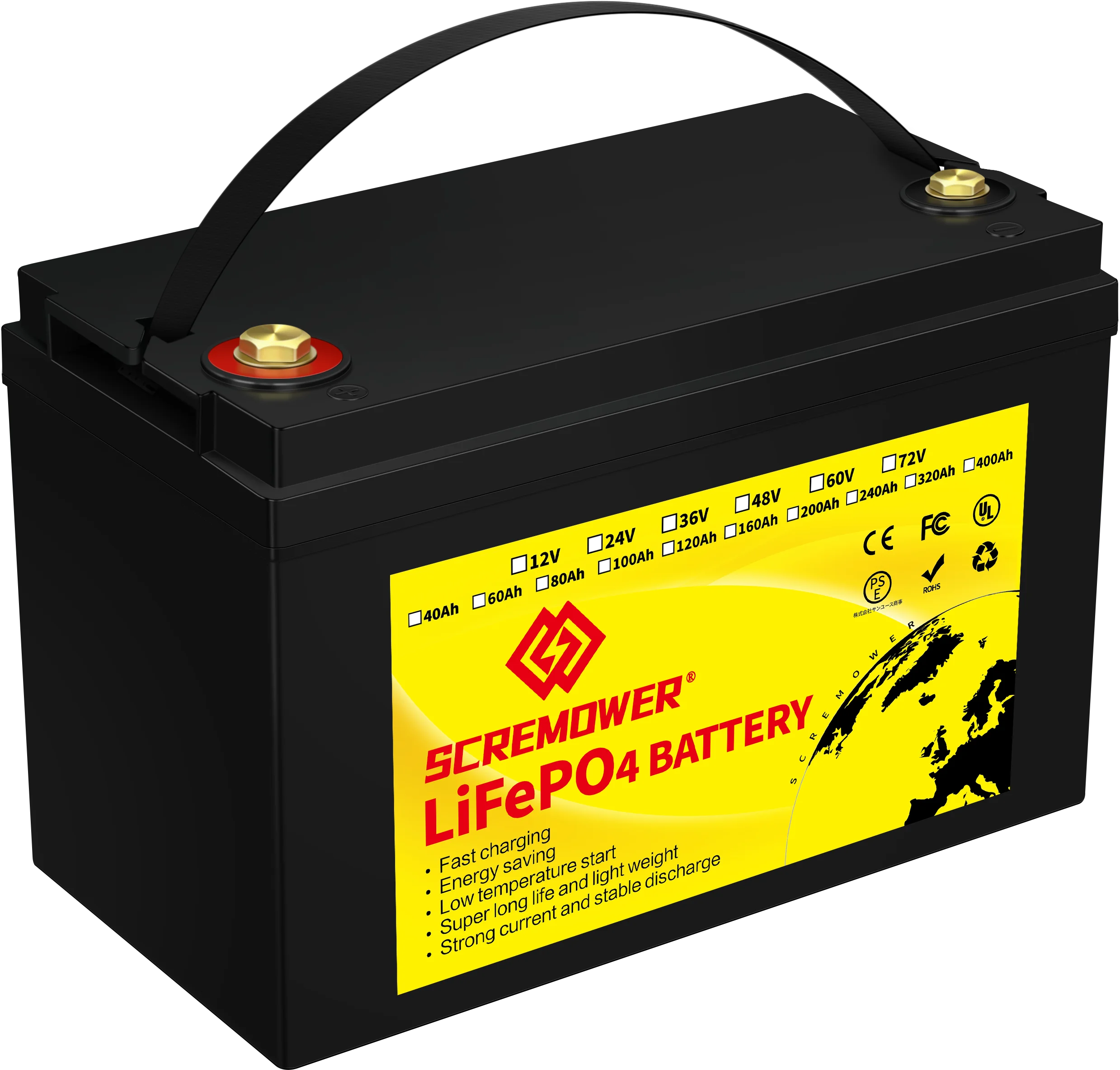 12V 100Ah LiFePO4 Battery, SCREMOWER 100A BMS Rechargeable Lithium Battery, 10000 Cycles, 1.28kWh Perfect for RVs, Caravan,Van, Boats, Kids Car, Home,Camping,Solar - Inhomebuy