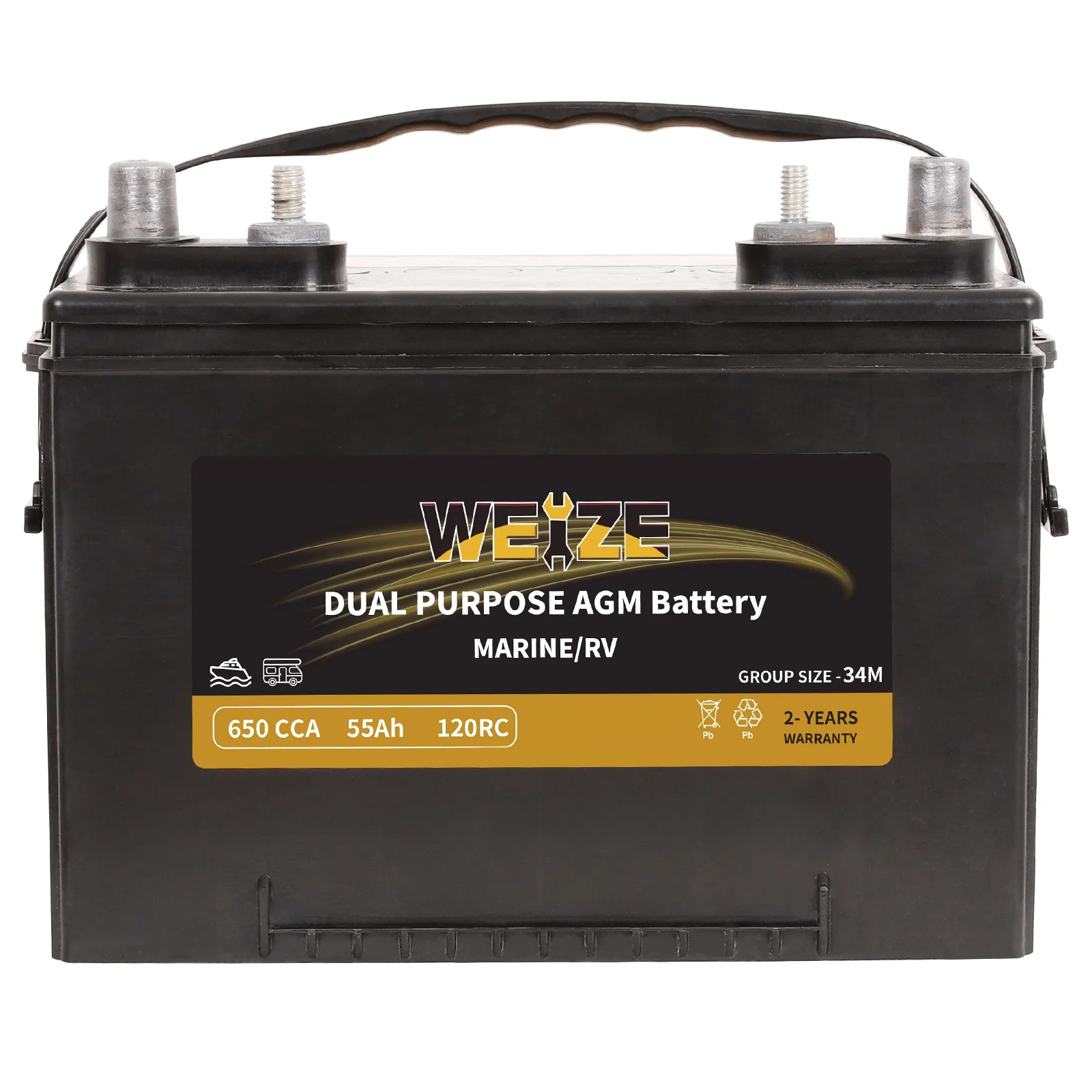 Weize 12V 80AH Dual Purpose AGM Battery, 150RC 550CCA BCI Group 24M Starter & Deep Cycle Sealed Marine & RV Battery - Inhomebuy