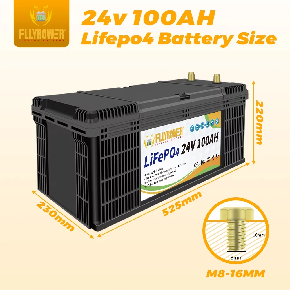 24V 100AH ​​Lifepo4 lithium iron phosphate battery with BMS, suitable for RV, camping, golf cart, off grid, home appliances, 2 Pack - Inhomebuy