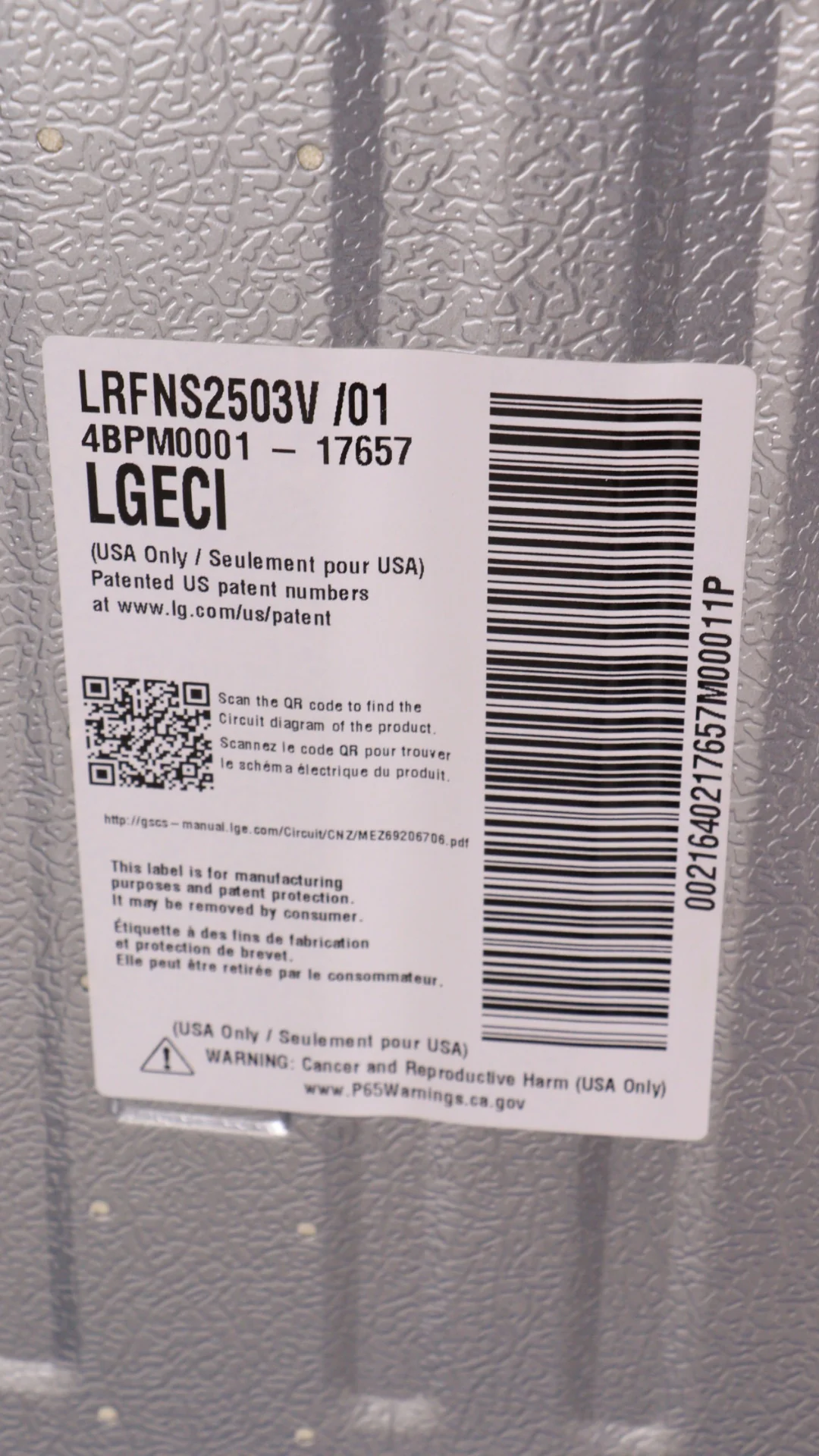 LG 33 IN. 25 CU. FT. STAINLESS STEEL LOOK FRENCH DOOR REFRIGERATOR WITH SMART DIAGNOSIS - LRFNS2503V - Inhomebuy