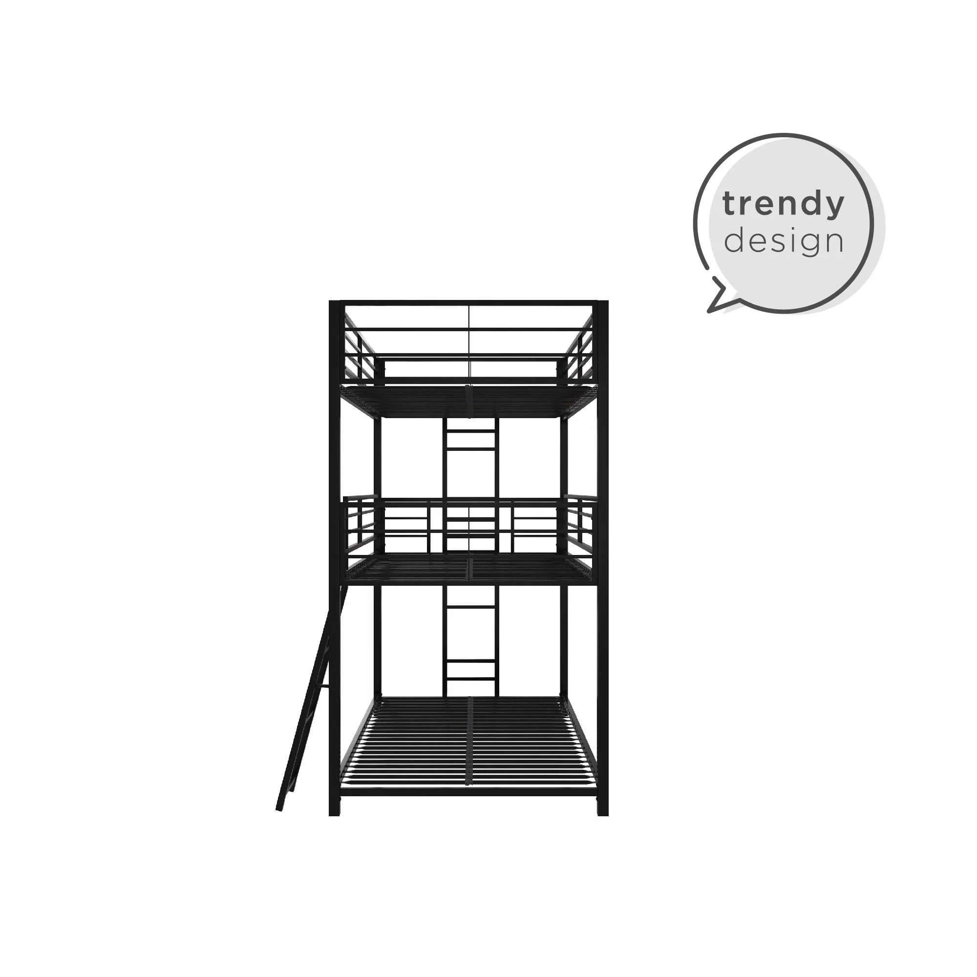 Your Zone June Triple Twin Metal Bunk Bed, Black - Inhomebuy