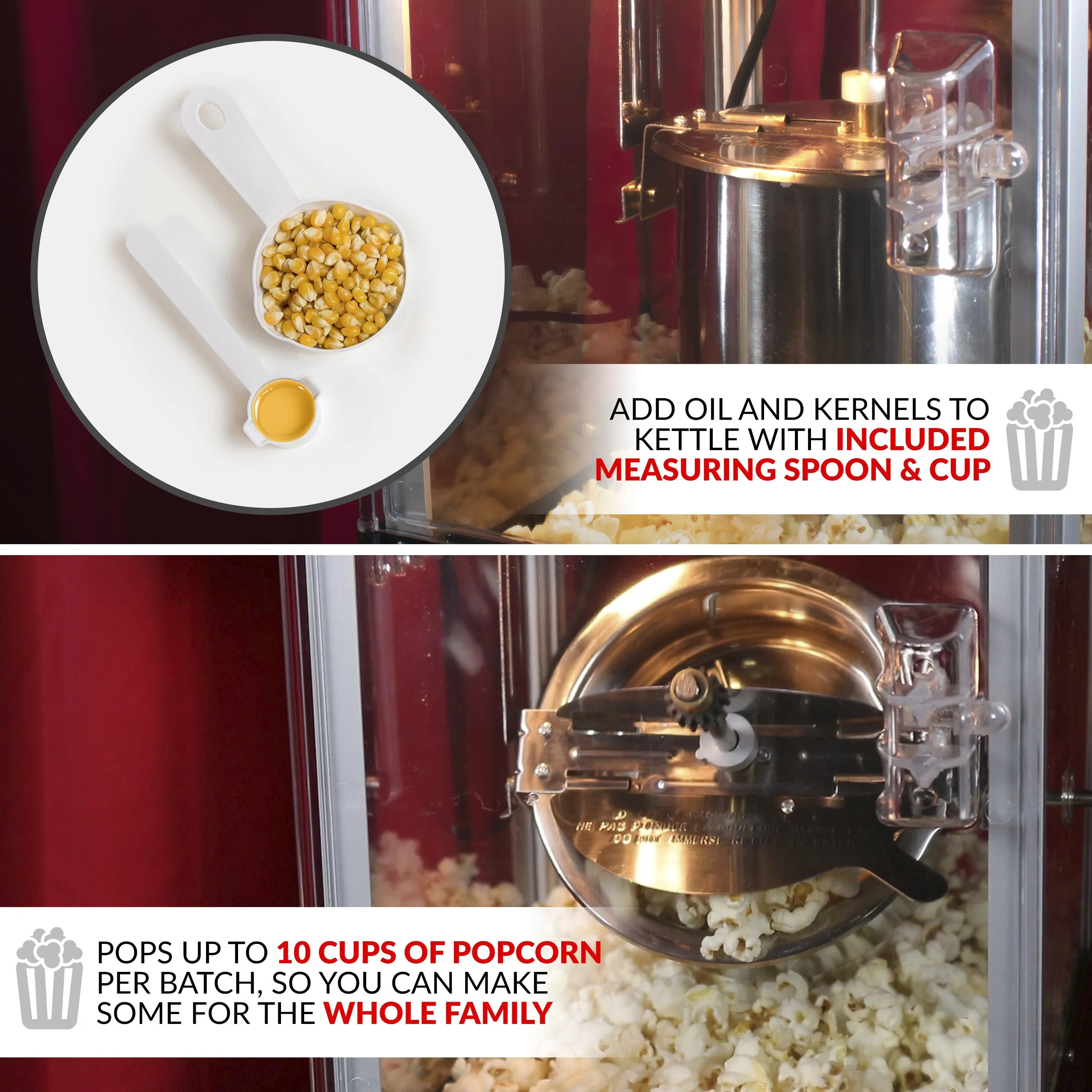 2.5 Ounce Popcorn Cart, 10-Cup, with 5-Quart Popcorn Bowl, 45-Inches Tall - Inhomebuy