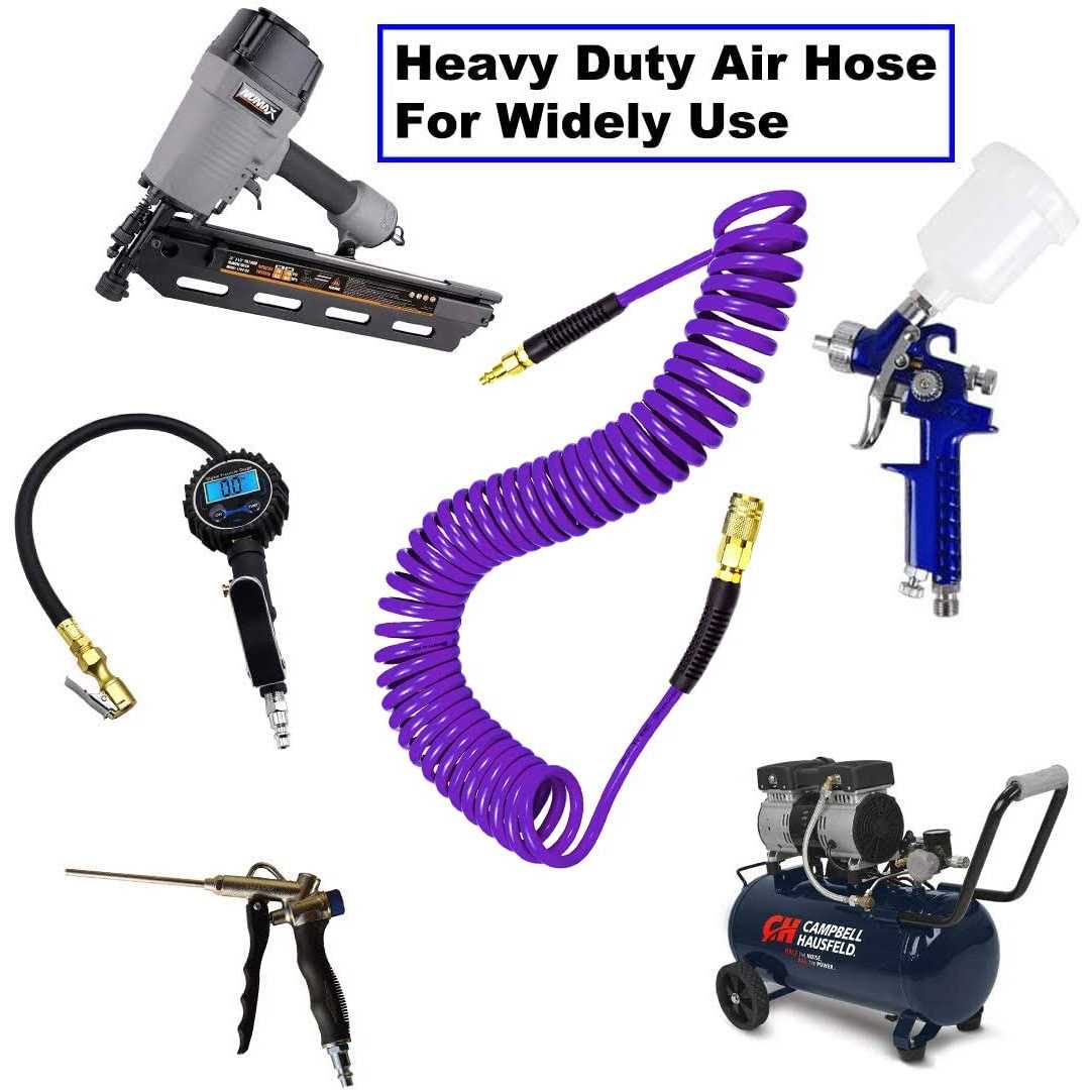 Yotoo Polyurethane Recoil Air Hose 1/4 Inner Diameter by 25′ Long with Bend Restrictor, 1/4 Industrial Quick Coupler and Plug - Inhomebuy