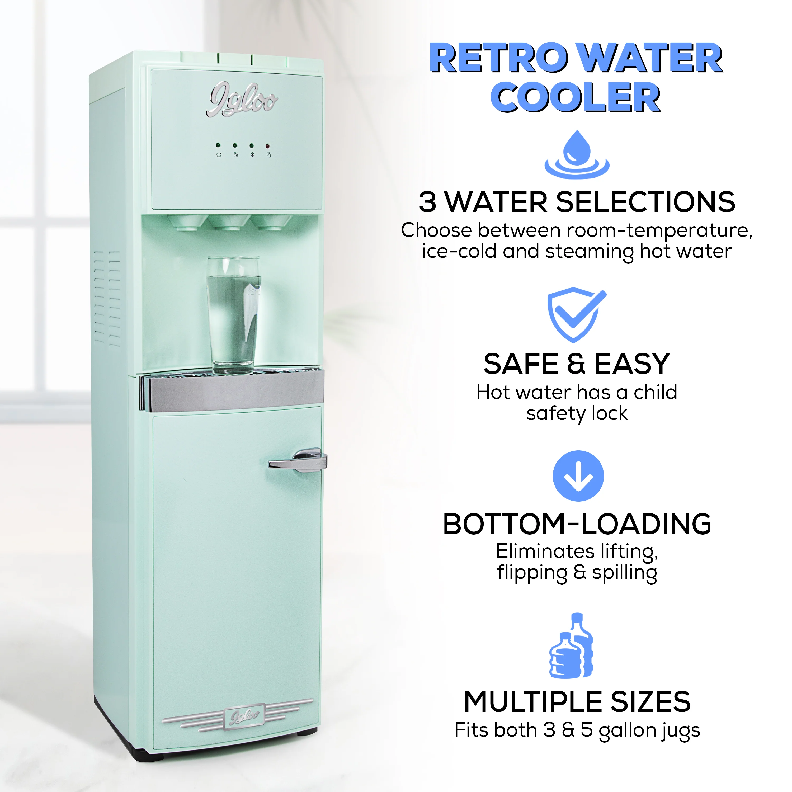 Igloo Retro Water Cooler, Aqua - Inhomebuy