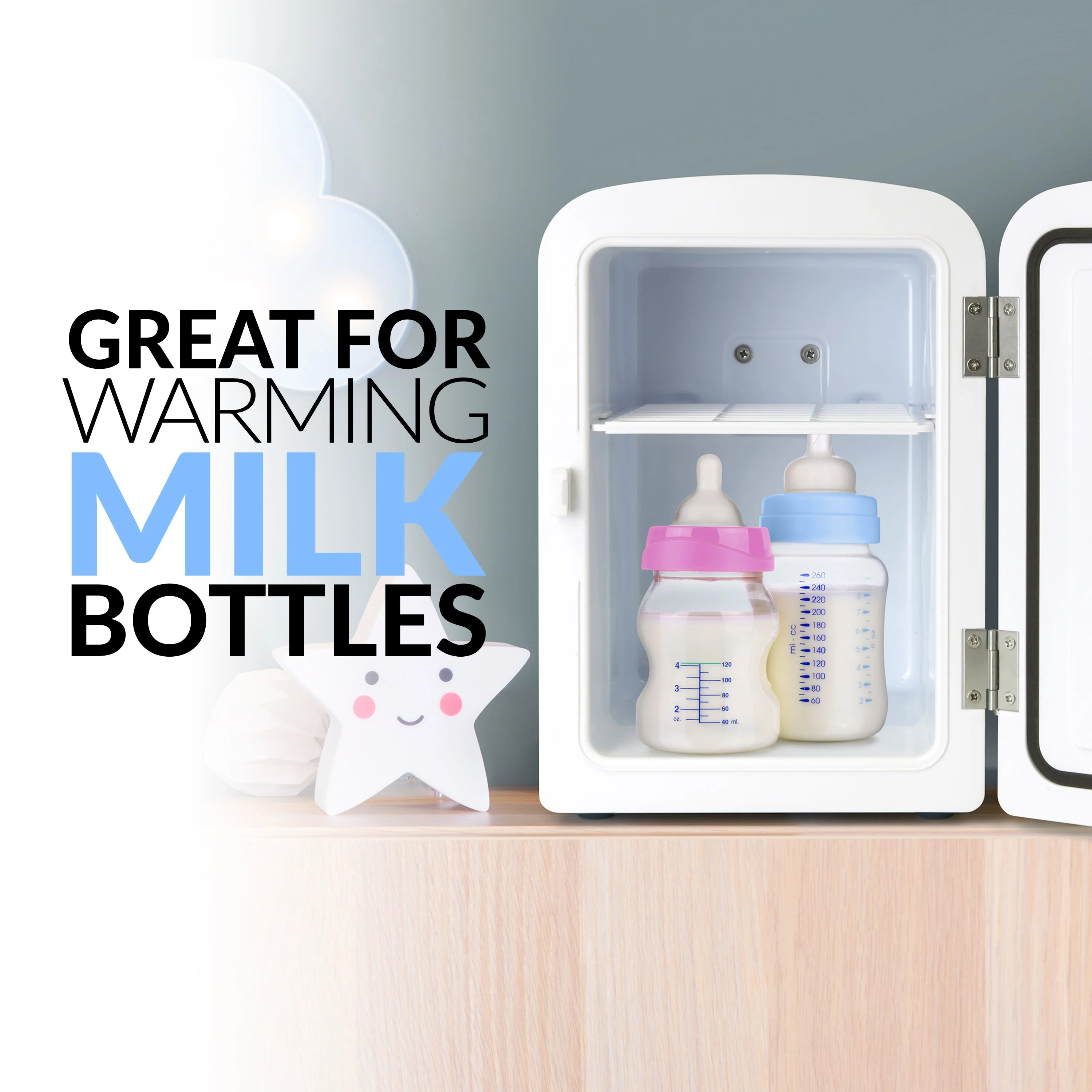 Retro 6-Can Personal Cooling and Heating Refrigerator with Display Window, Dry Erase Door and Carry Handle, Black - Inhomebuy