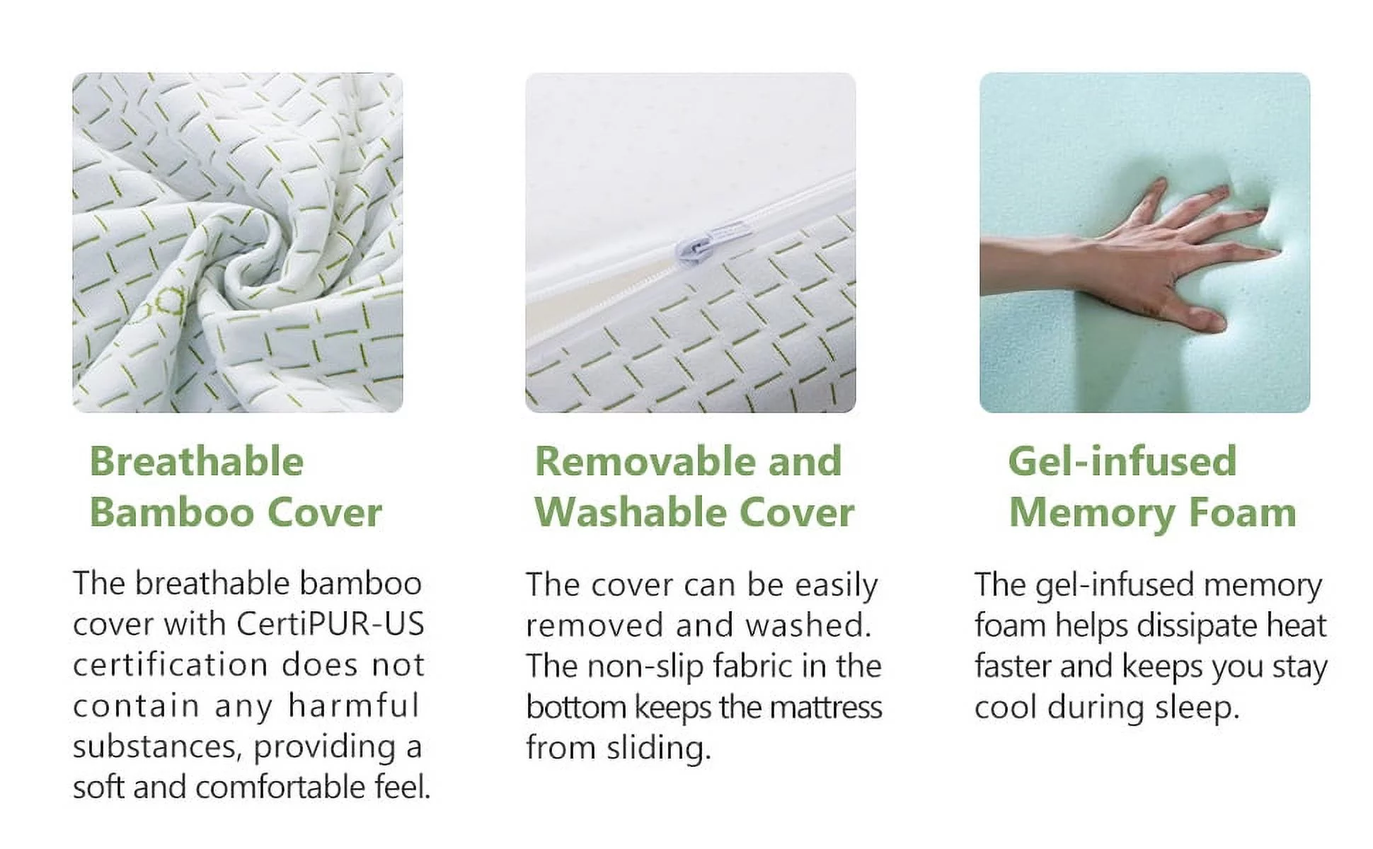 Twin Mattress, 6 inch Memory Foam Mattress Bed in a Box, with Green Tea Cooling Gel, Made in USA, Child - Inhomebuy