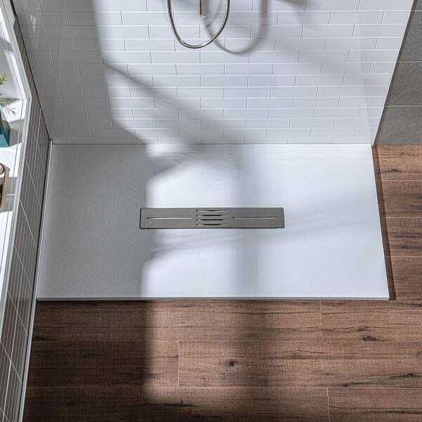 WOODBRIDGE Alcove Zero Threshold Shower Pan Base Drain - Inhomebuy