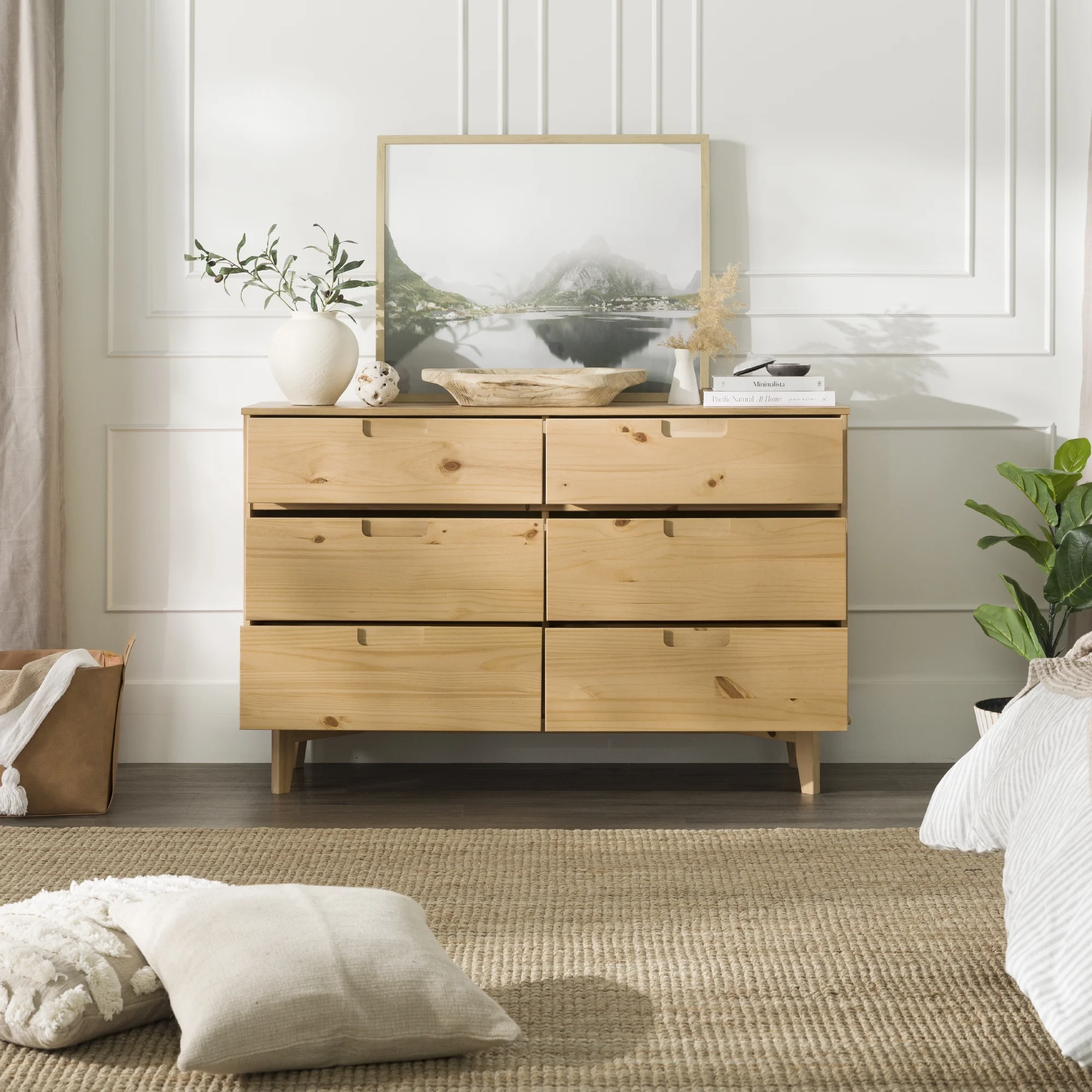 Walker Edison Sonoma 6-Drawer Solid Wood Caramel Dresser - Inhomebuy