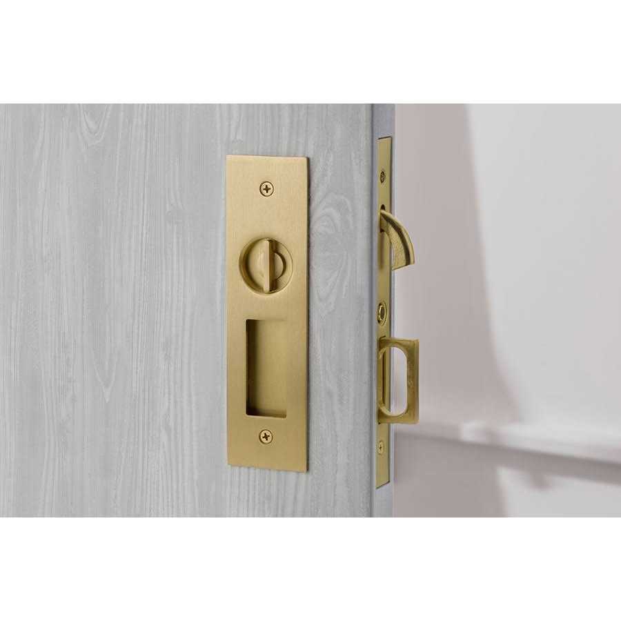 Emtek Mortise Pocket Door Hardware Narrow Modern Rectangular Keyed Pocket Door Mortise Lock 2153US26138 - Inhomebuy