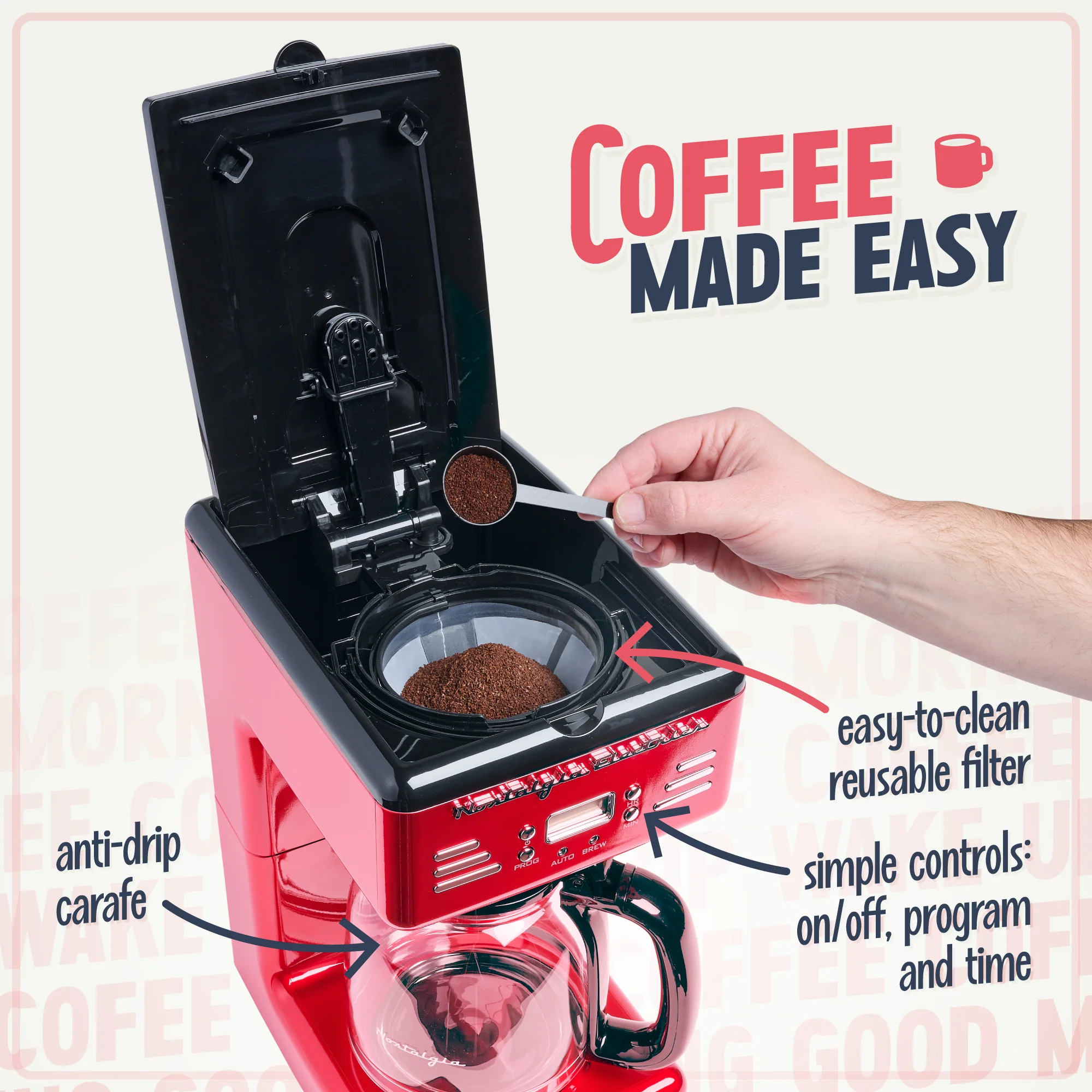 Retro 12-Cup Programmable Coffee Maker - Inhomebuy