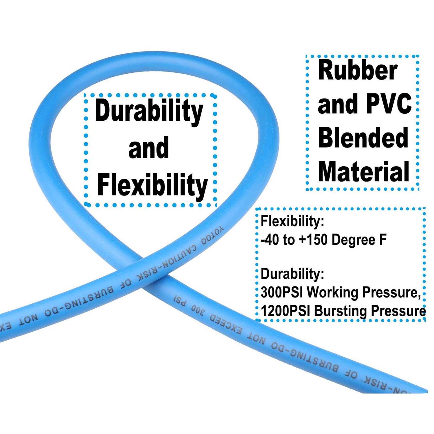 Yotoo Hybrid Air Hose 300 PSI Heavy Duty - Inhomebuy