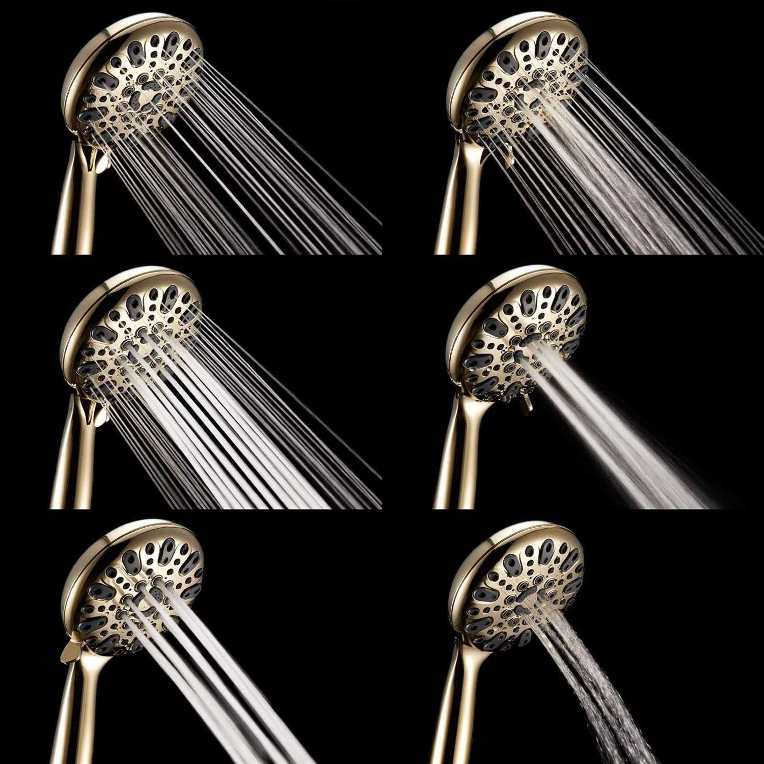 Couradric Handheld Shower Head, 6 Spray Setting High Pressure Shower Head with Brass Swivel Ball Bracket and Extra Long Stainless Steel Hose - Inhomebuy