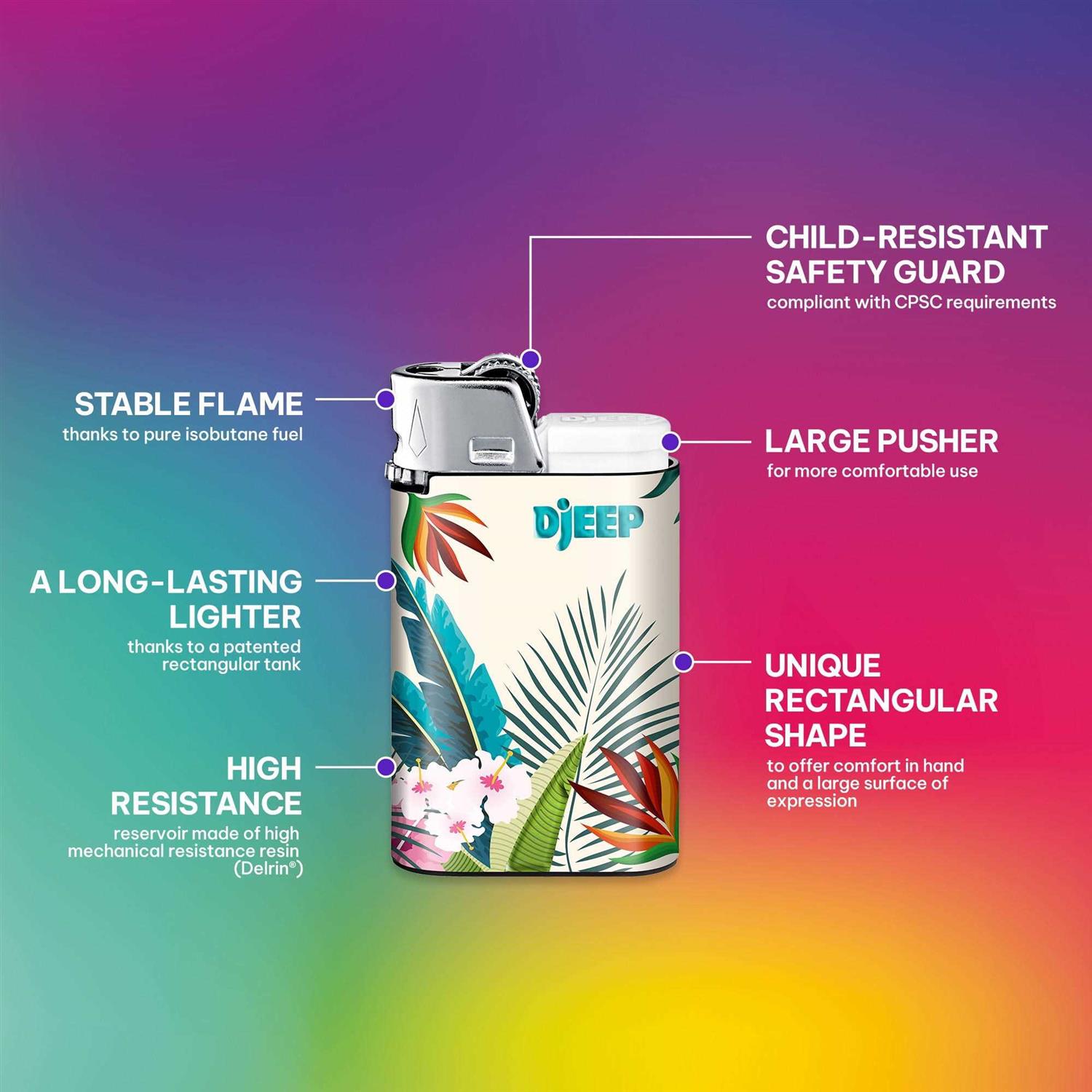 Djeep Pocket Lighters Vibrant Collection Textured Metallic Colorful Unique Lighters - Inhomebuy