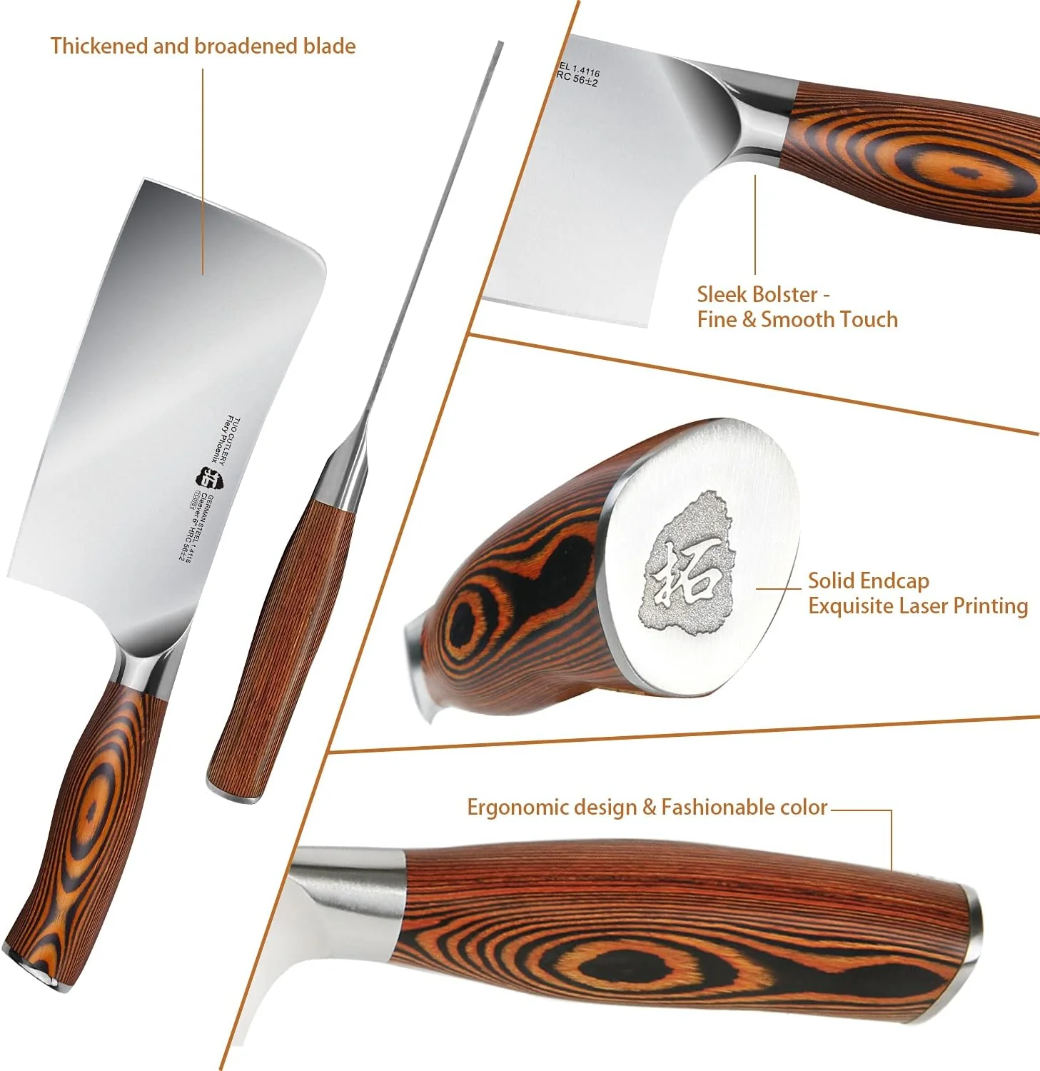 Tuo Fiery Phoenix Cleaver 6'' | TC0701 - Inhomebuy