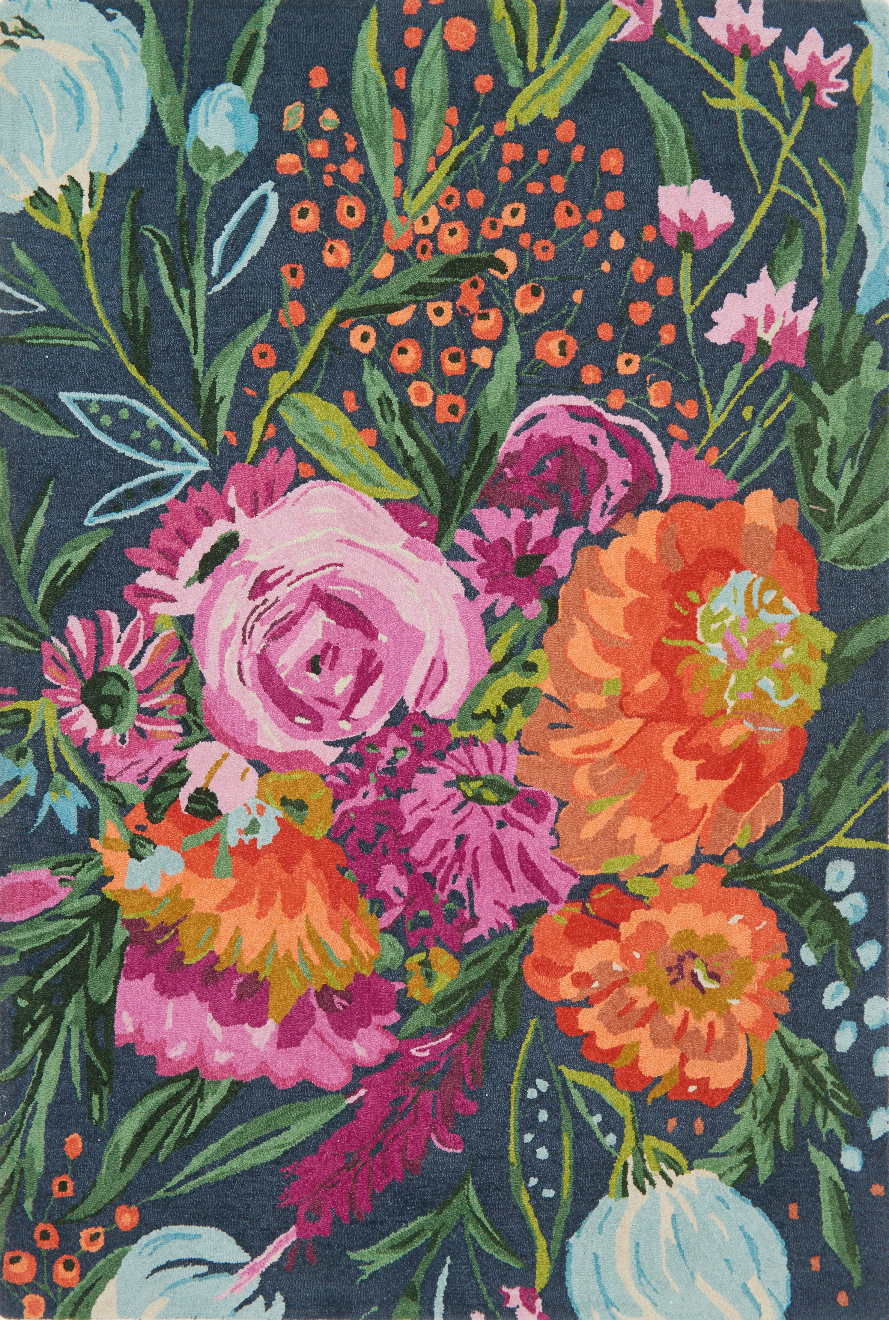 Loloi Rugs Wild Bloom Collection Rug in Midnight, Plum - 7'9