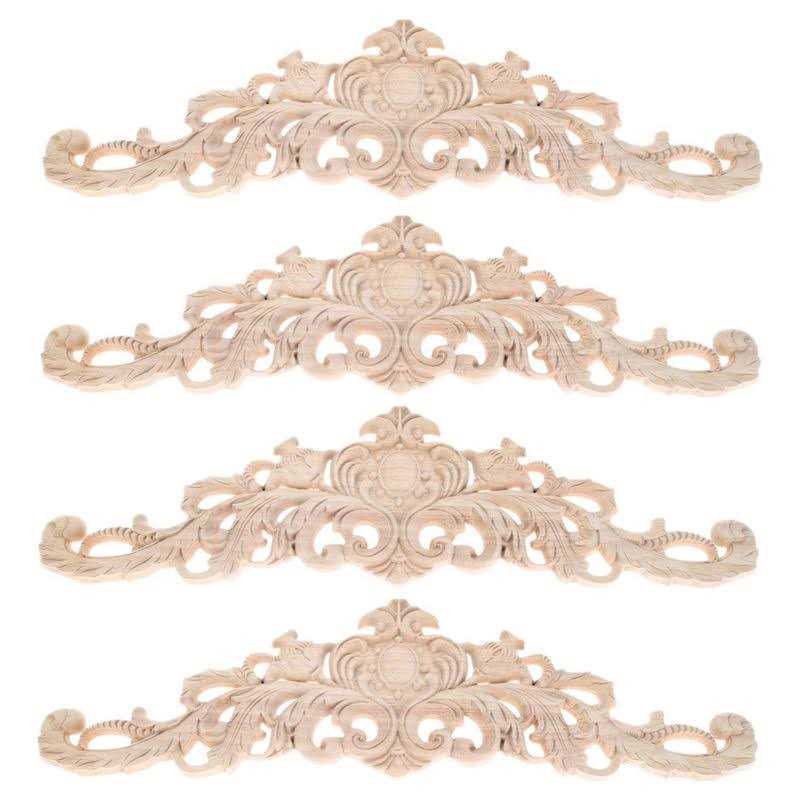 MUXSAM Long Wood Carved Appliques Onlays Unpainted Decorative Corner Carving Decals Set for Wall Door Cabinet Mirror Closet Wardrobe Dresser - Inhomebuy