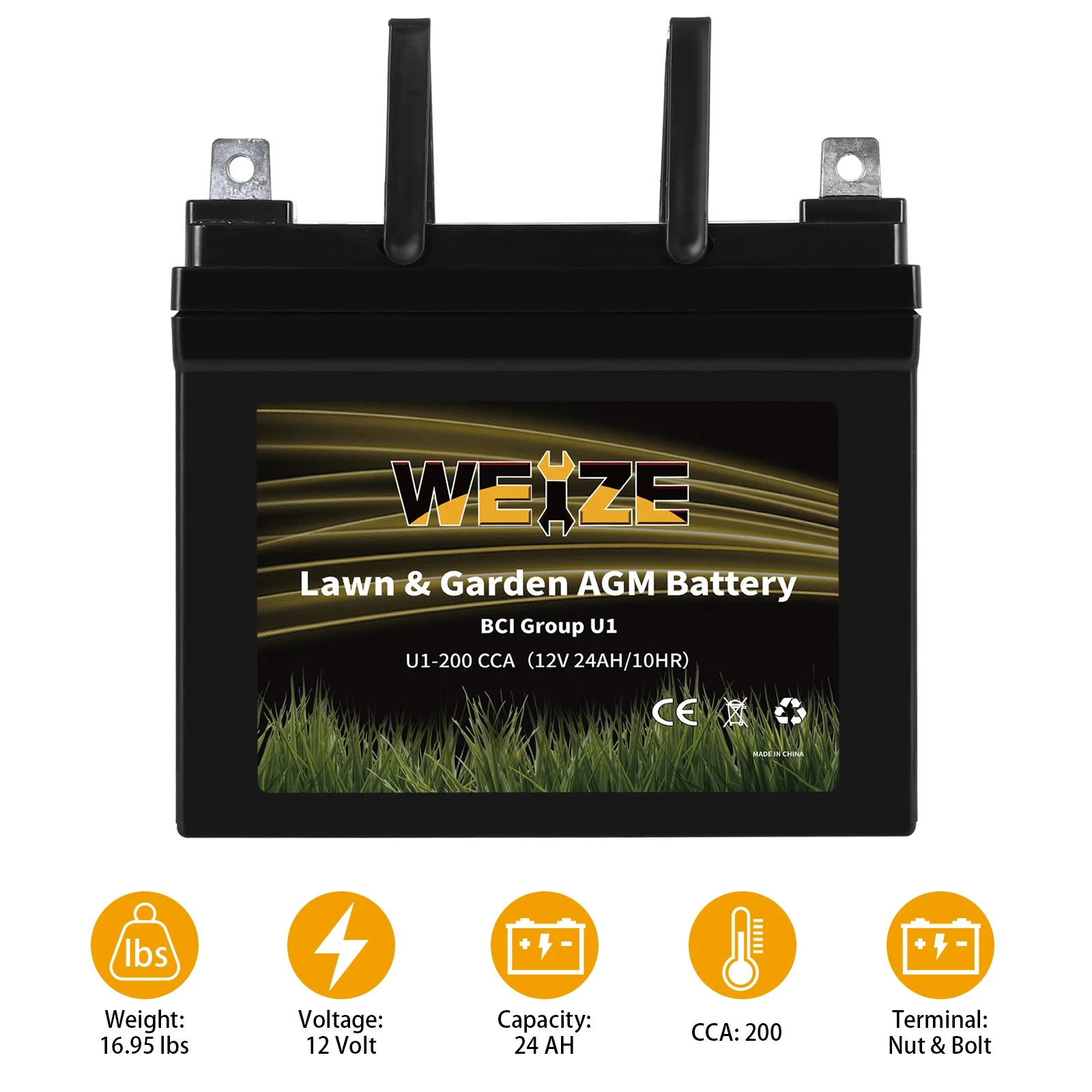 Autocessking Lawn & Garden AGM Battery, 12V 200CCA BCI Group U1 SLA Starting Battery for Lawn, Tractors and Mowers - Inhomebuy
