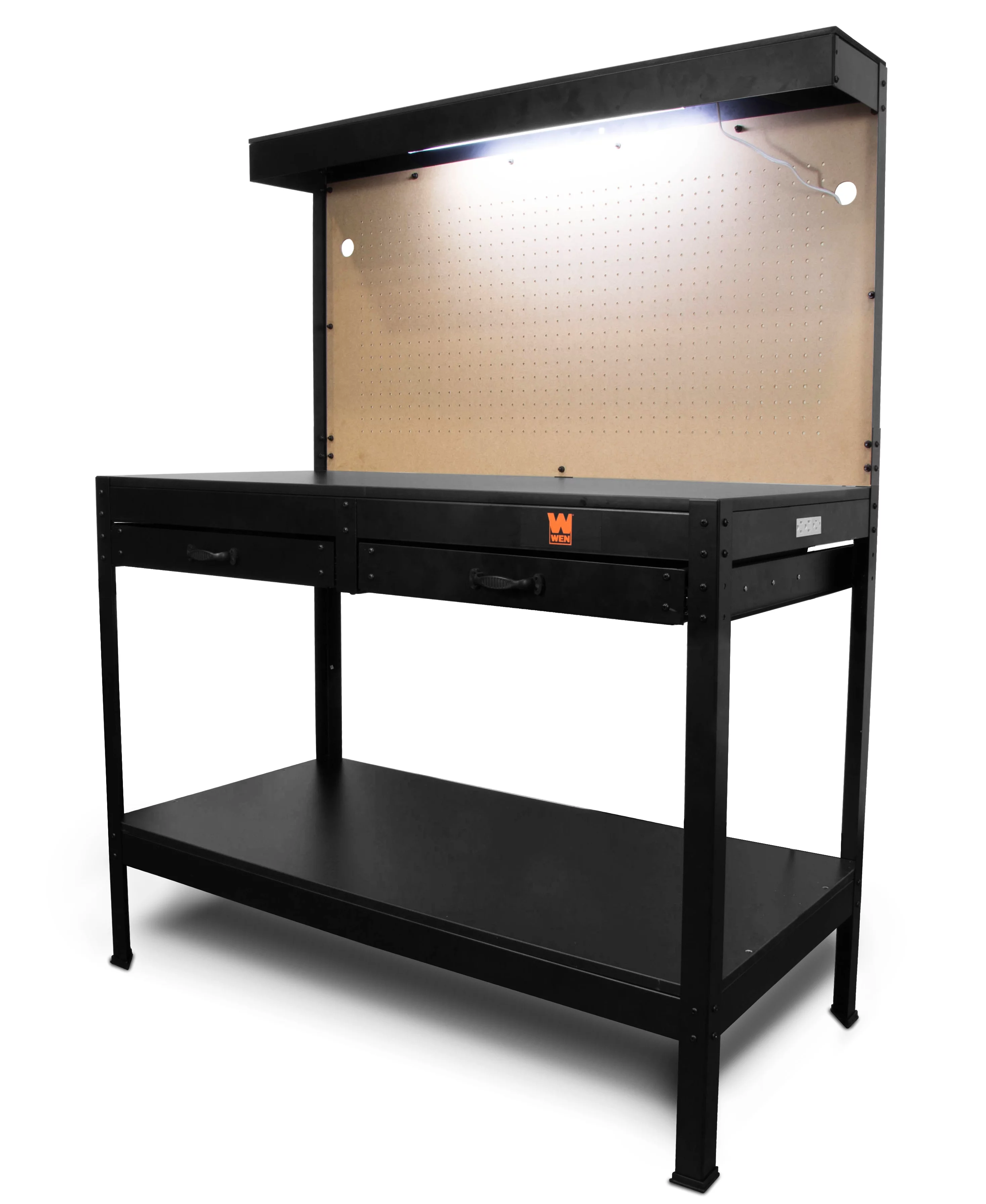 WEN 48 inch Steel Workbench with power outlets and light, 200lb capacity - Inhomebuy