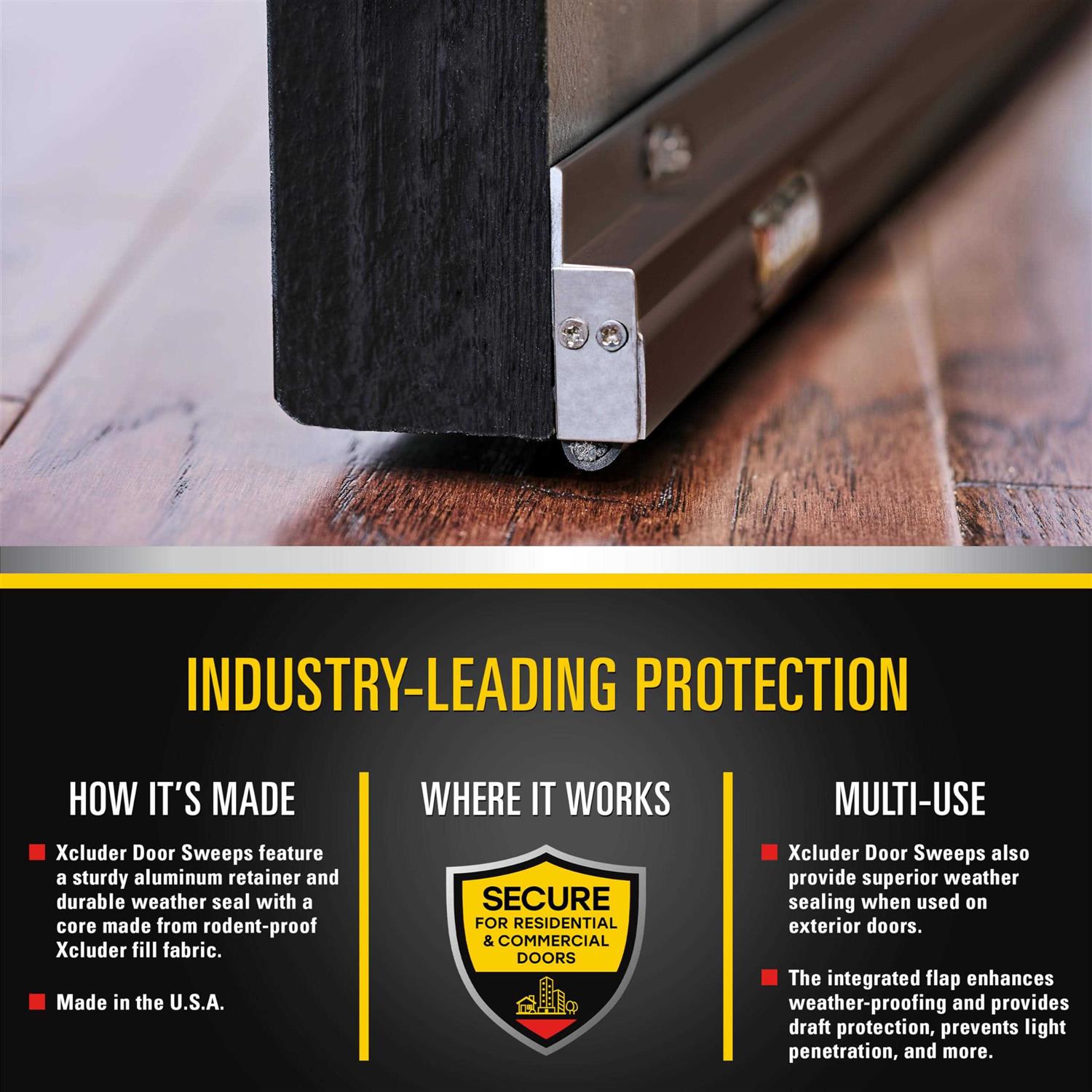 Xcluder 36 Low-Profile Door Sweep Aluminum Seals Out Rodents Pests - Inhomebuy