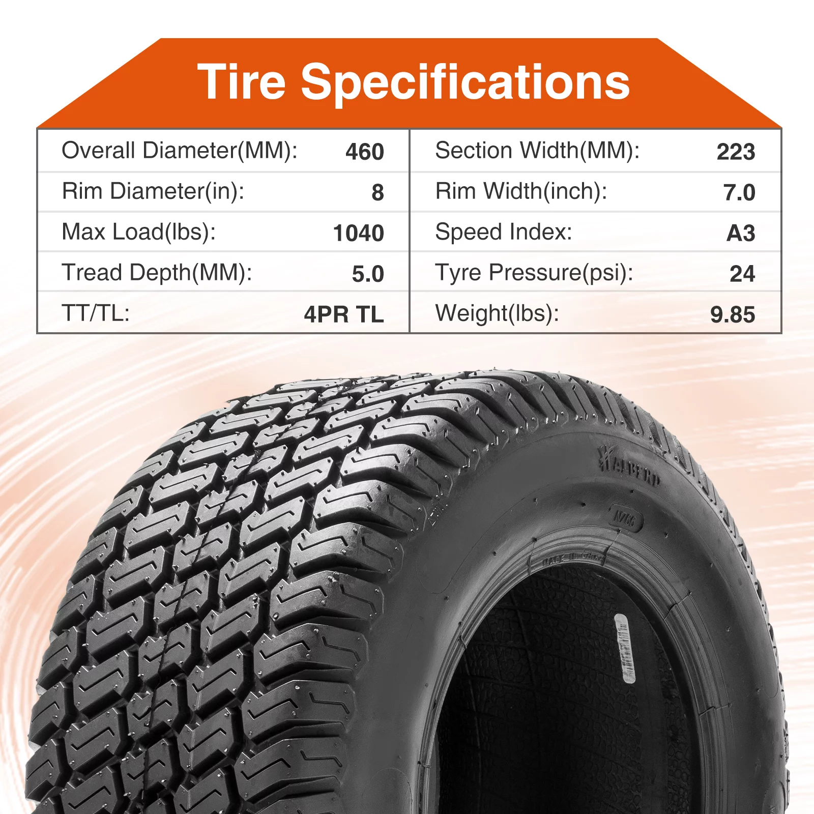 HALBERD 18x9.5-8 18x9.5x8 Lawn Mower Tires 4PR Tubeless Turf Saver  ATV Garden Tire Set of 2 - Inhomebuy