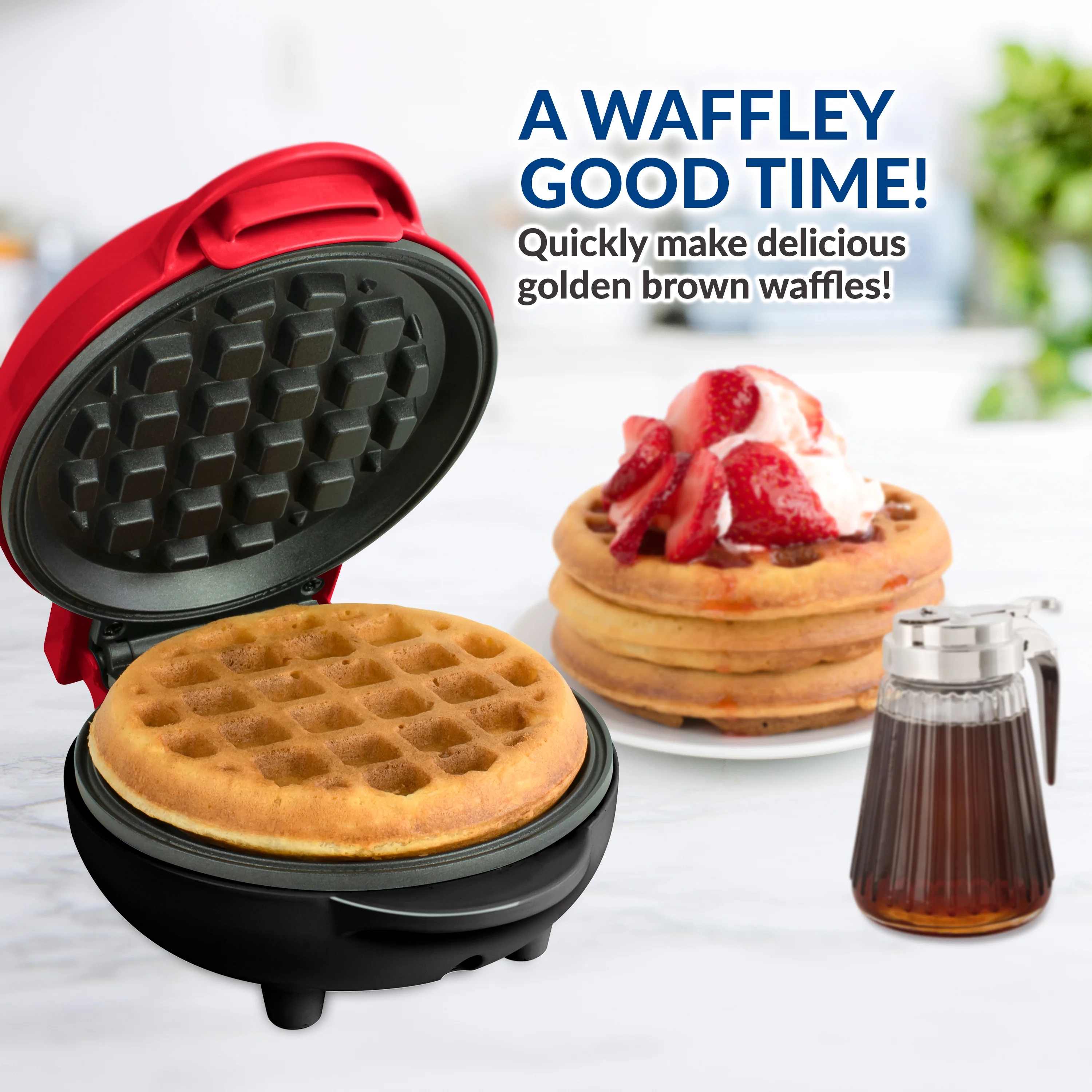 MyMini�?Personal Electric Waffle Maker, Red - Inhomebuy