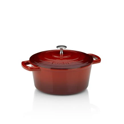 Roasting Round Tray Cast Iron Red  3.8L - Inhomebuy