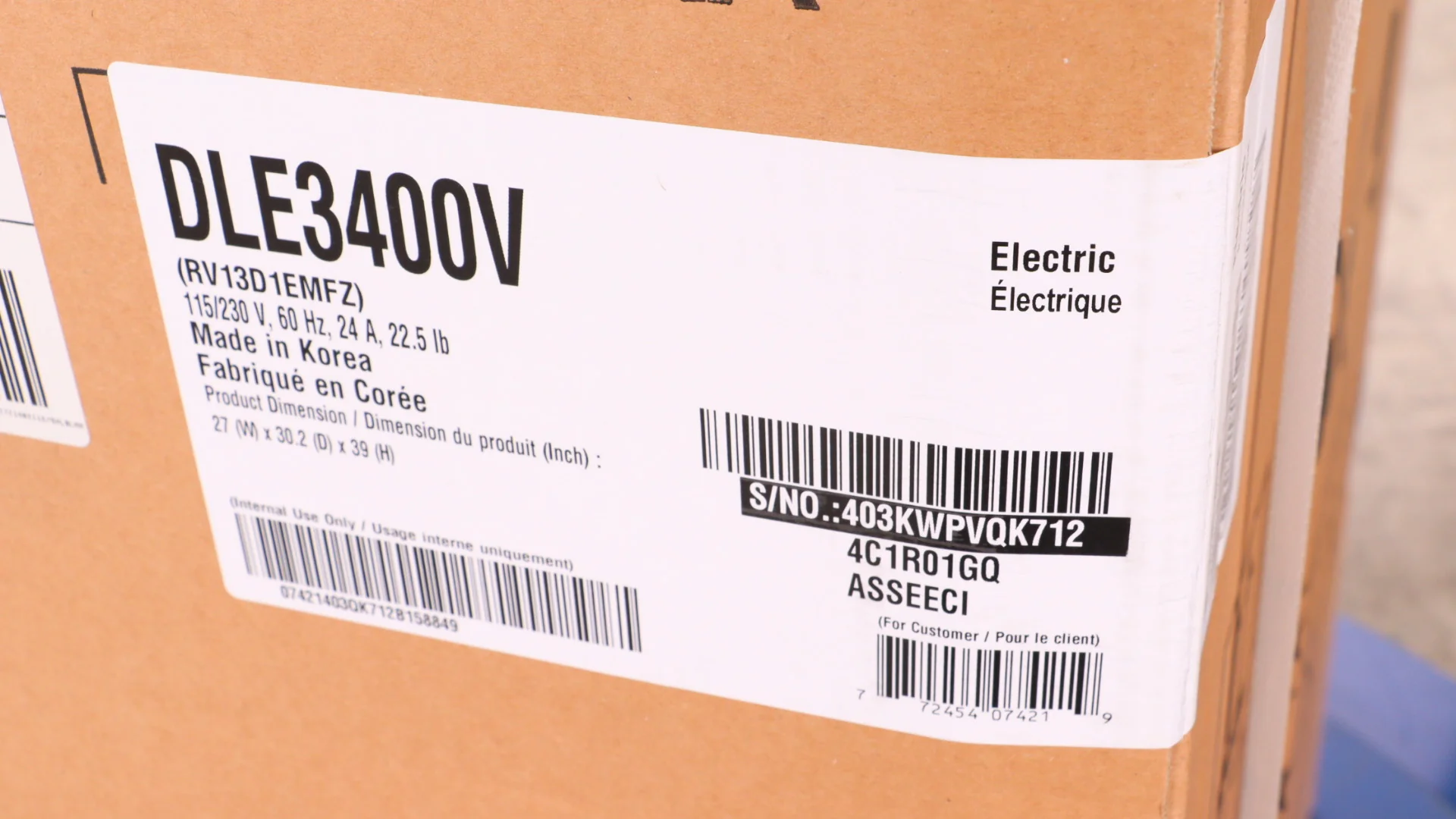 LG 7.4 CU. FT. GRAPHITE STEEL ULTRA LARGE CAPACITY ELECTRIC DRYER WITH SMARTDIAGNOSIS - DLE3400V - Inhomebuy